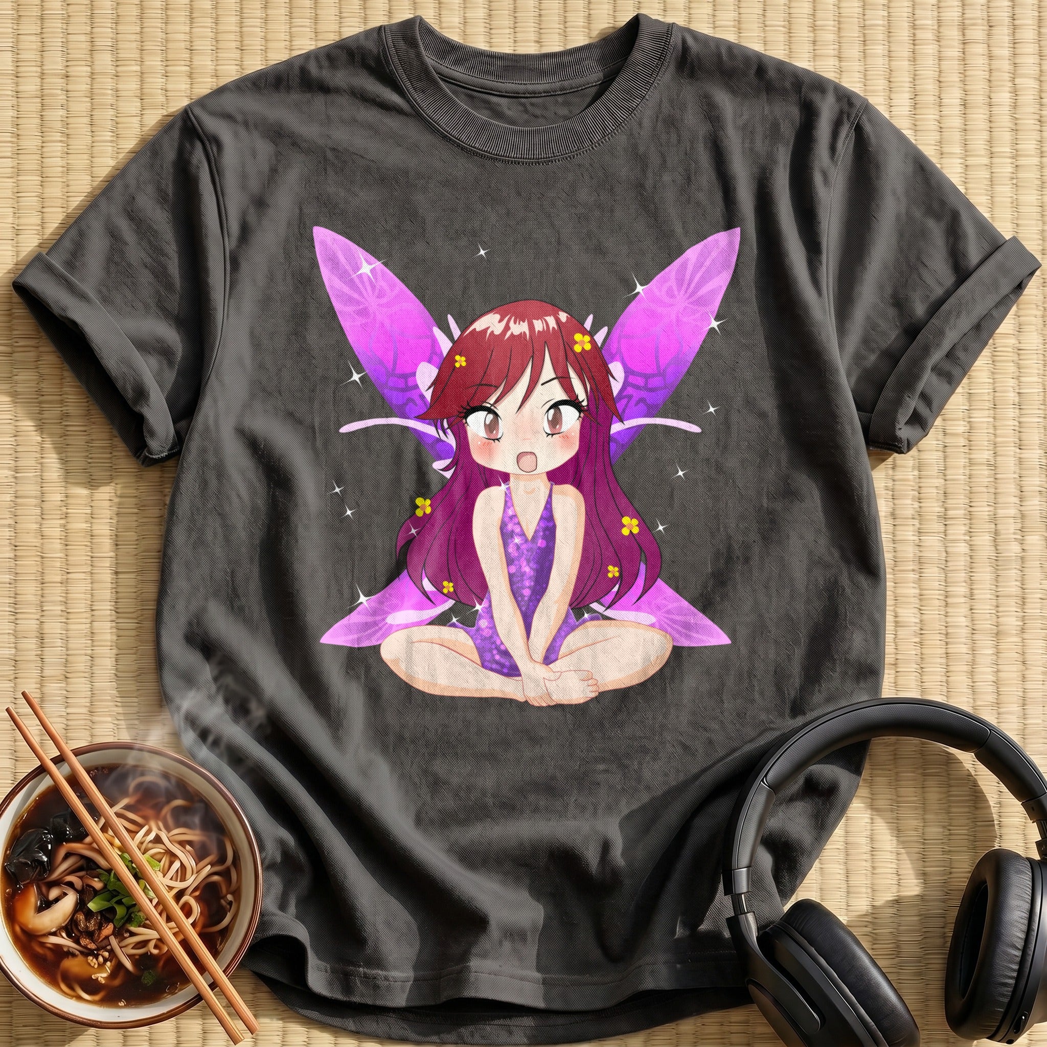Cute Chibi Magical Fairy Girl - Charcoal