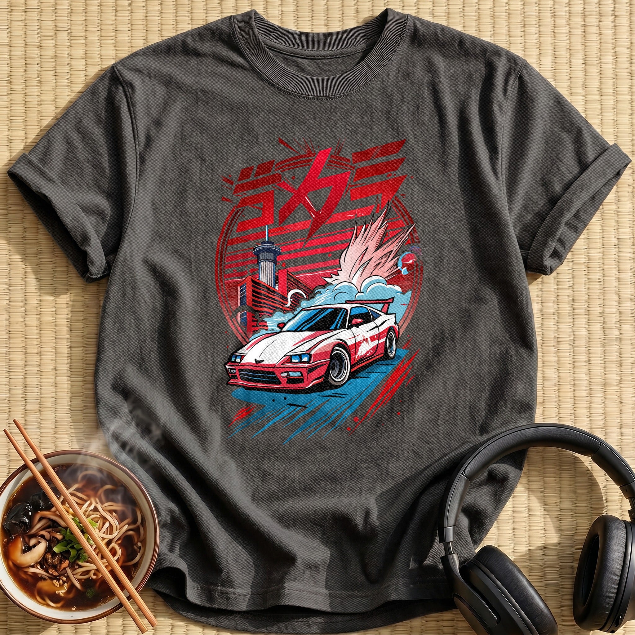 Drifting Sports Car Tokyo Tower - Charcoal