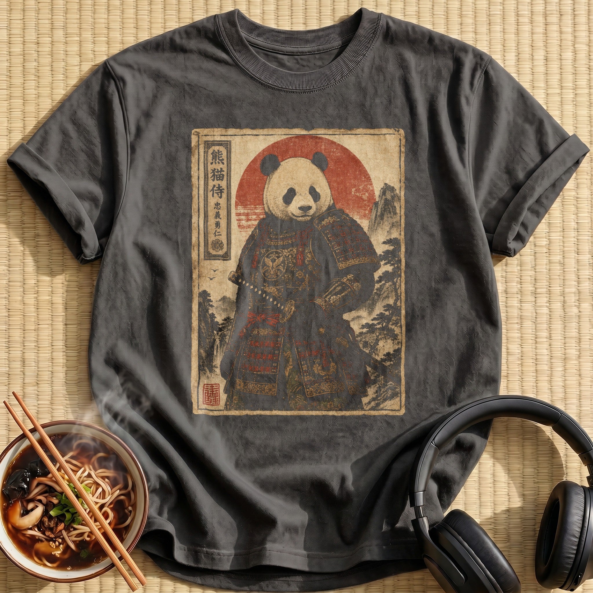 Giant Panda Samurai Red Sun