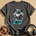 Glowing Blue Cyborg Warrior Armor - Charcoal