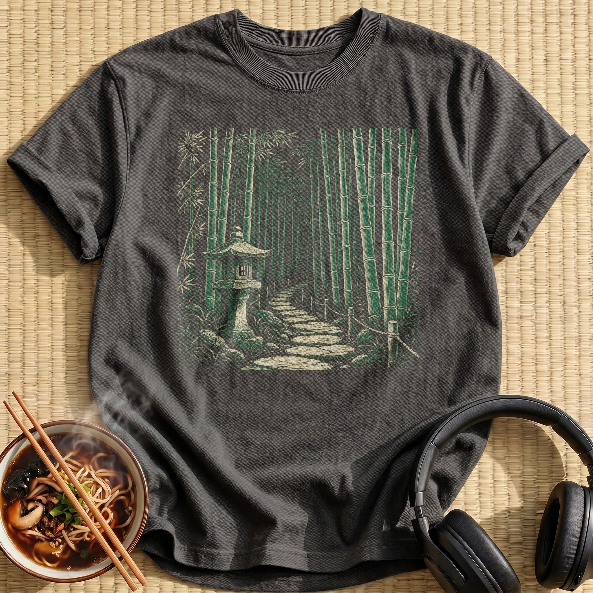 Green Bamboo Forest Stone Lantern