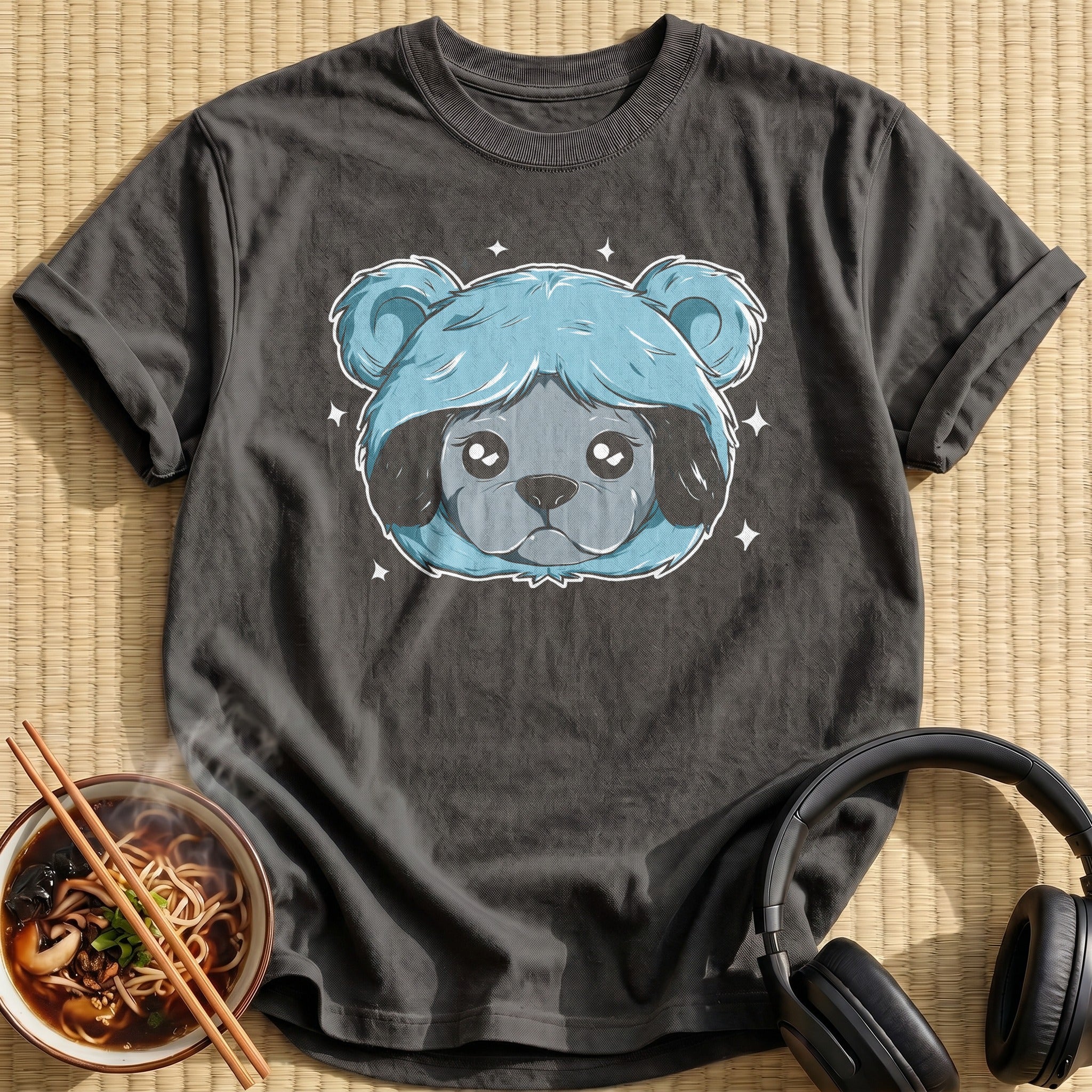 Grey Puppy Blue Hood