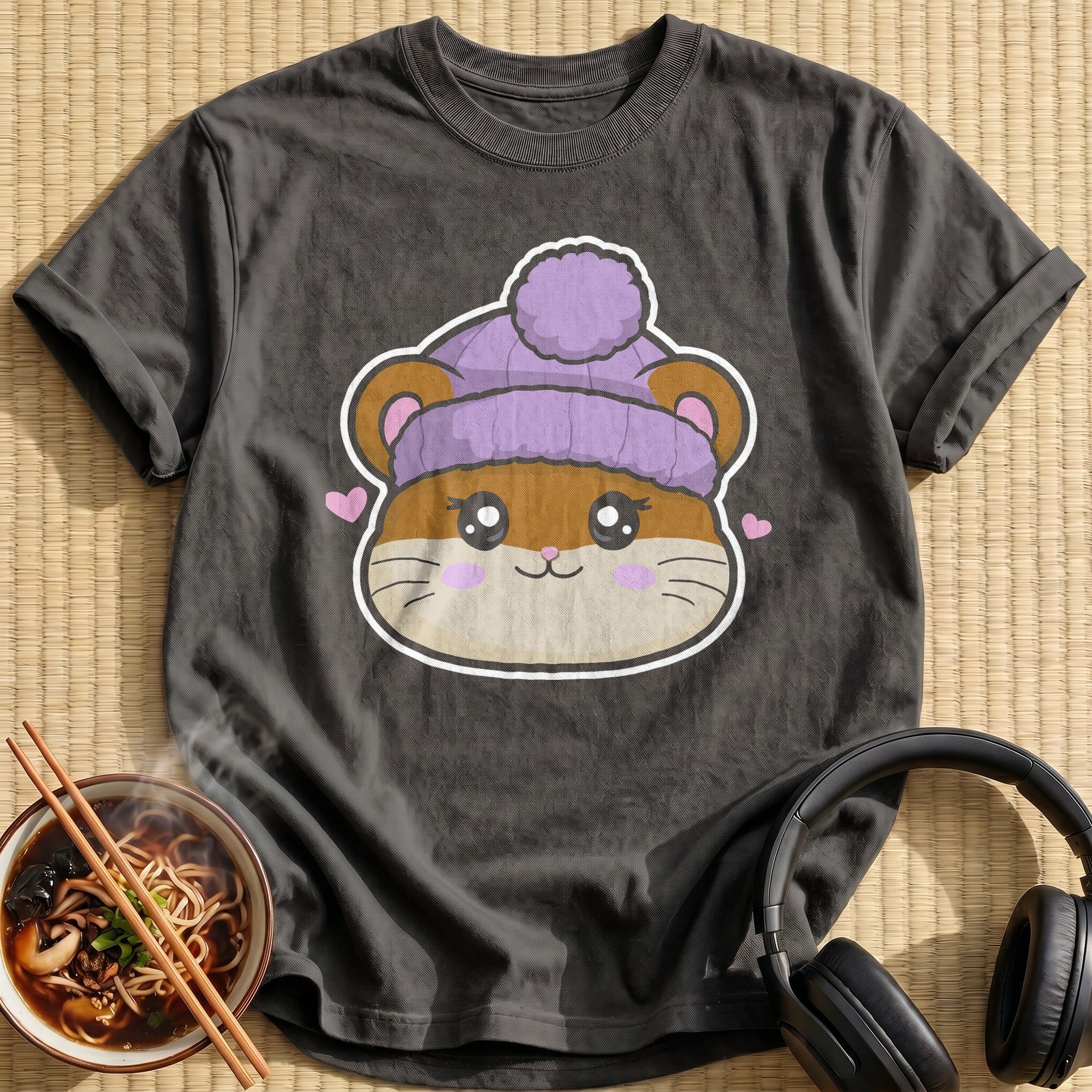 Hamster Lavender Pom Beanie