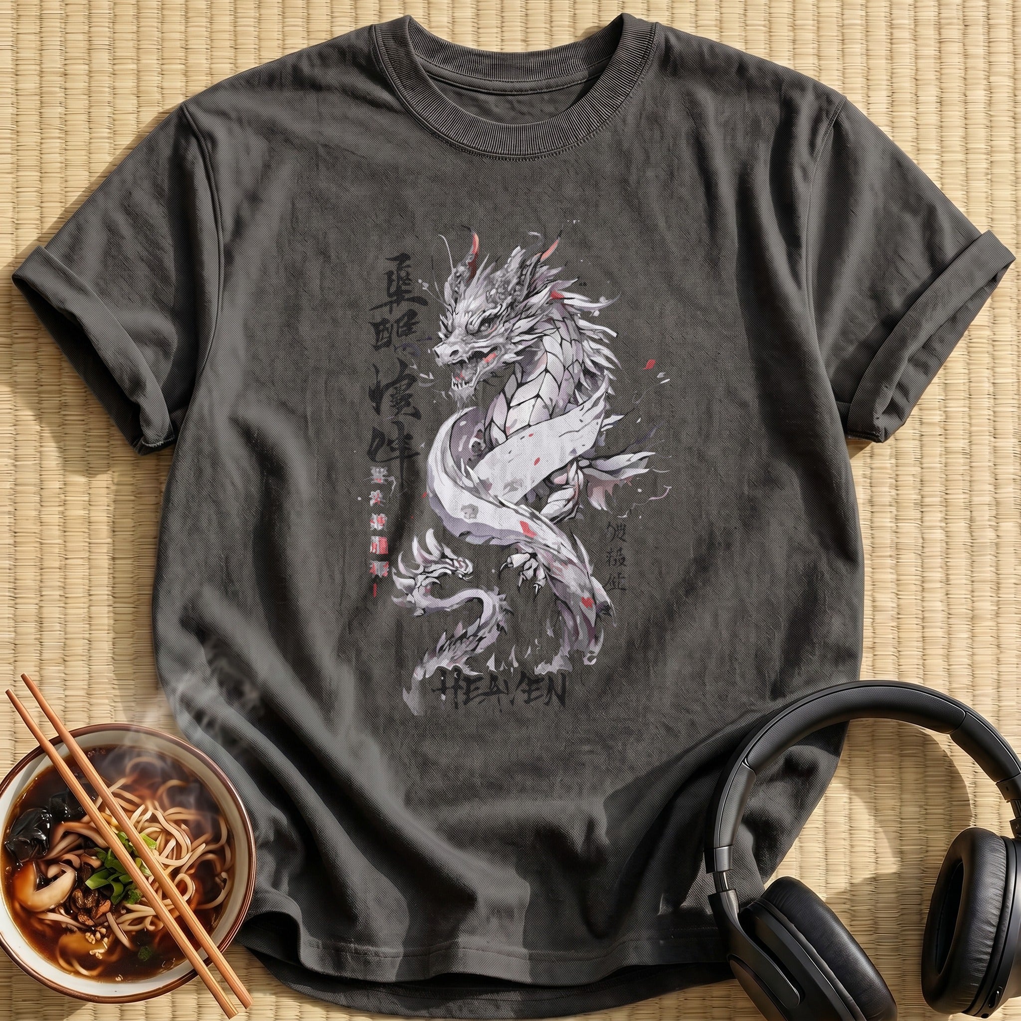 Heaven Silver Dragon Ink Wash Art - Charcoal