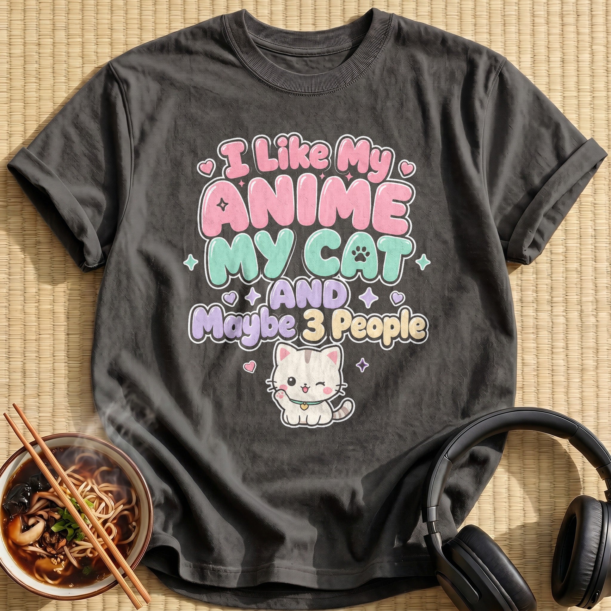 I Like My Anime My Cat And Maybe 3 People (stacked colour)