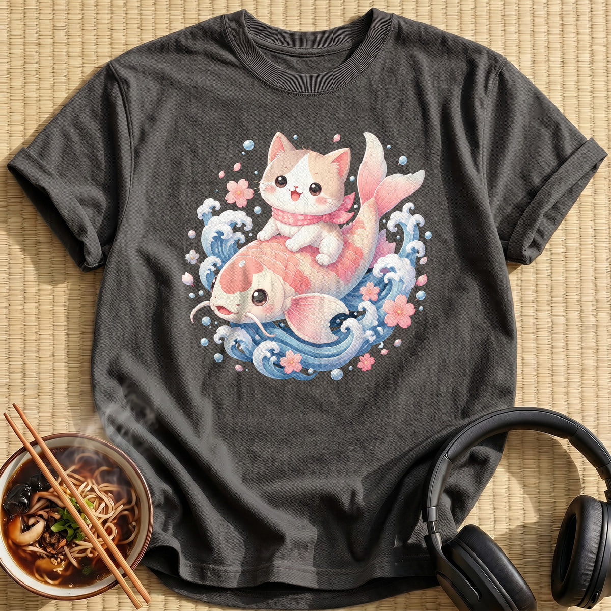 Kawaii Cat Koi 35 - Charcoal