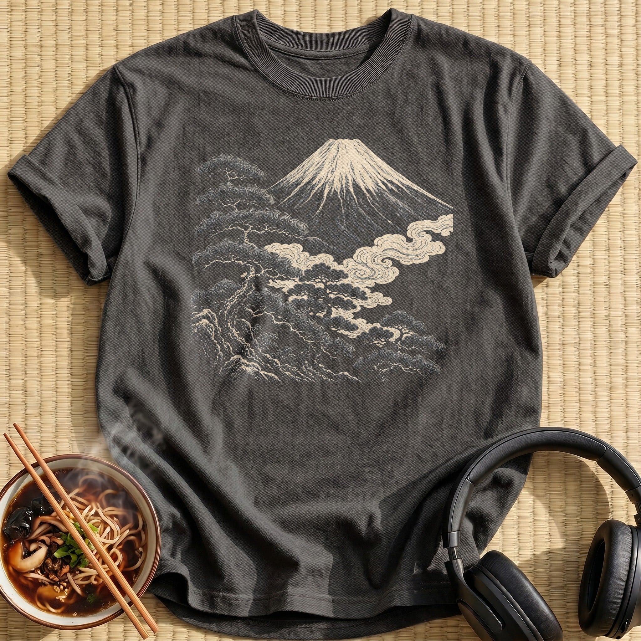 Mount Fuji Pine Swirling Clouds