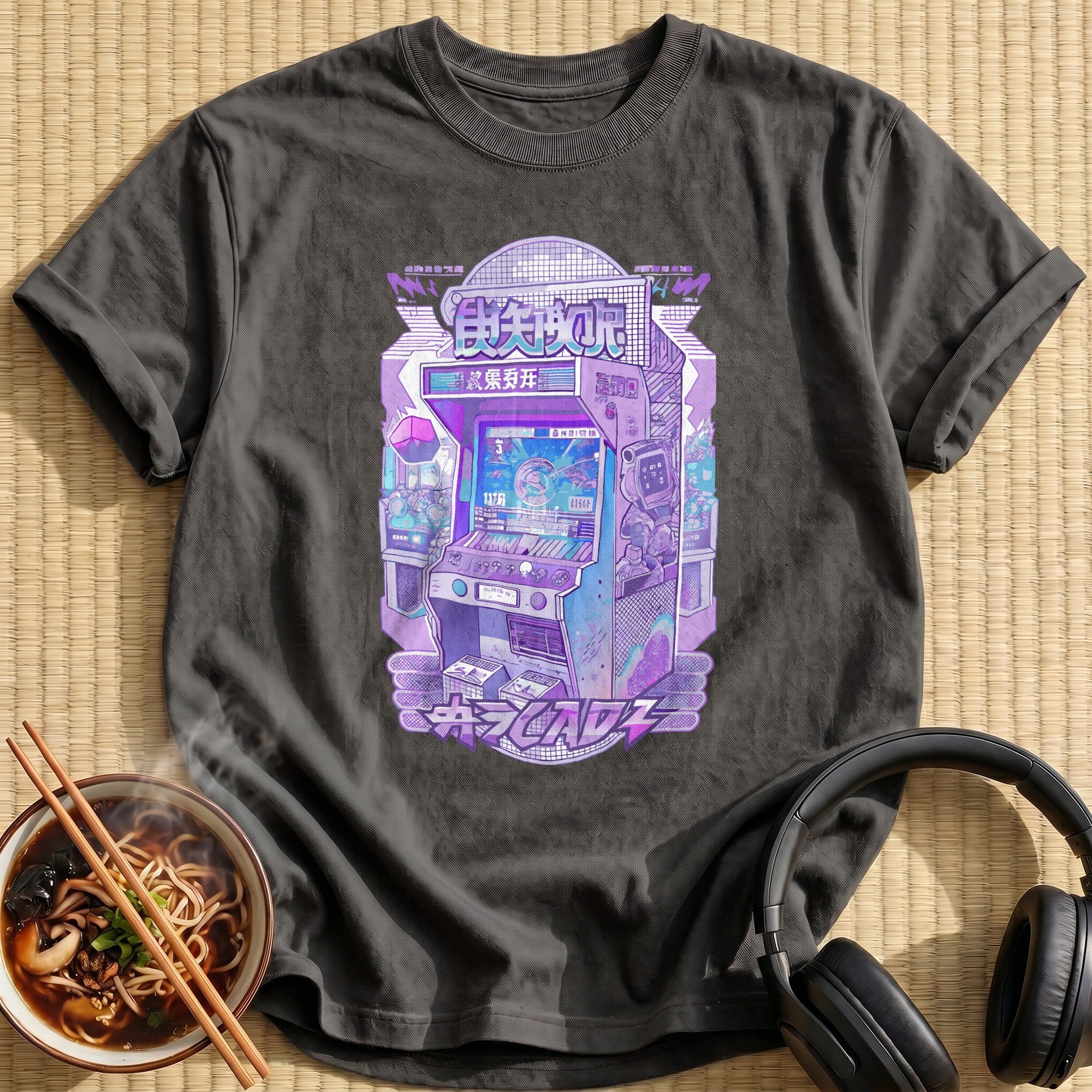 Purple Vaporwave Tokyo Arcade Machine - Charcoal