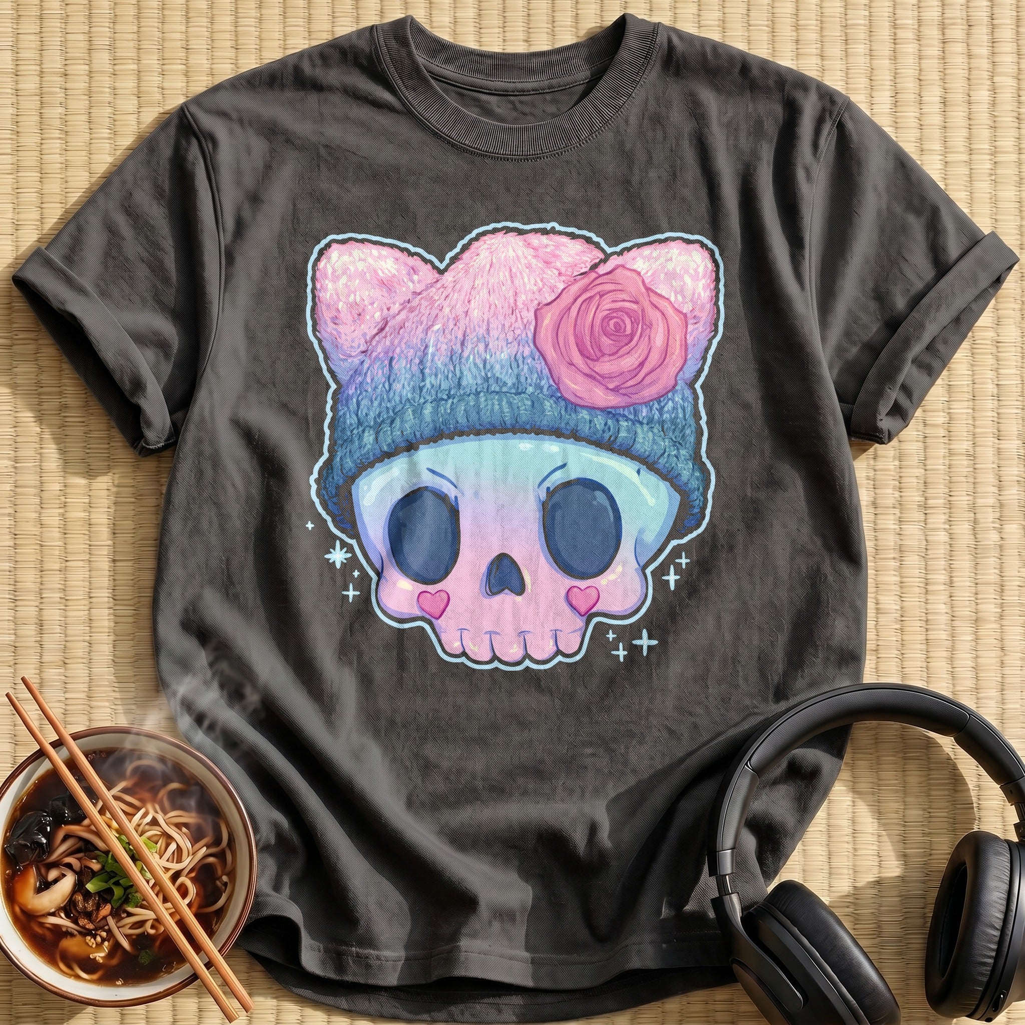 Rose Cat Beanie Skull
