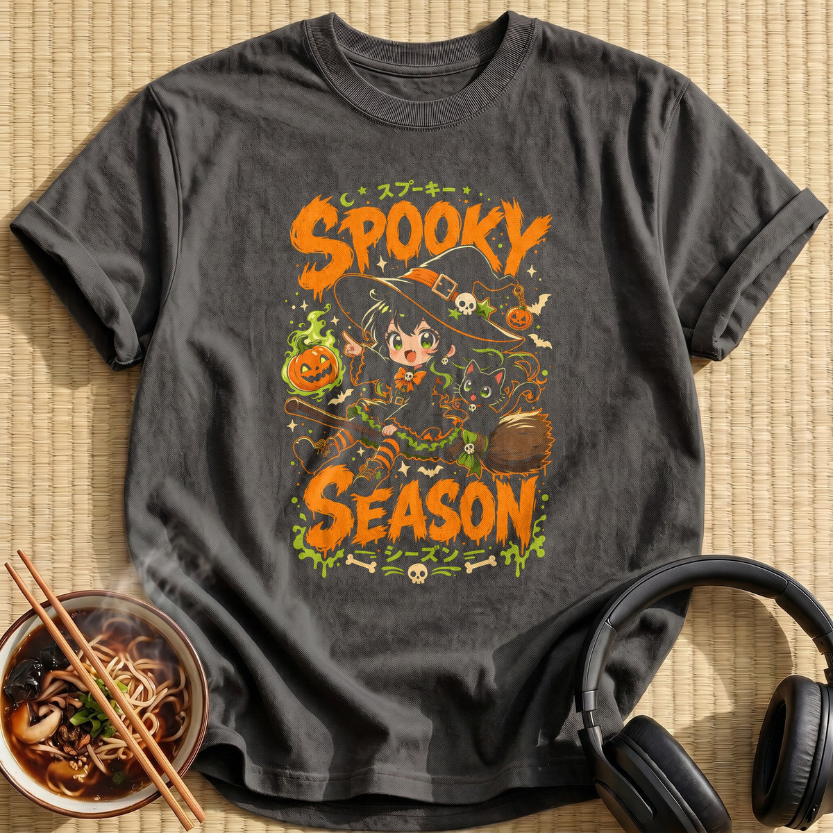 Spooky Season Anime Witch - Charcoal