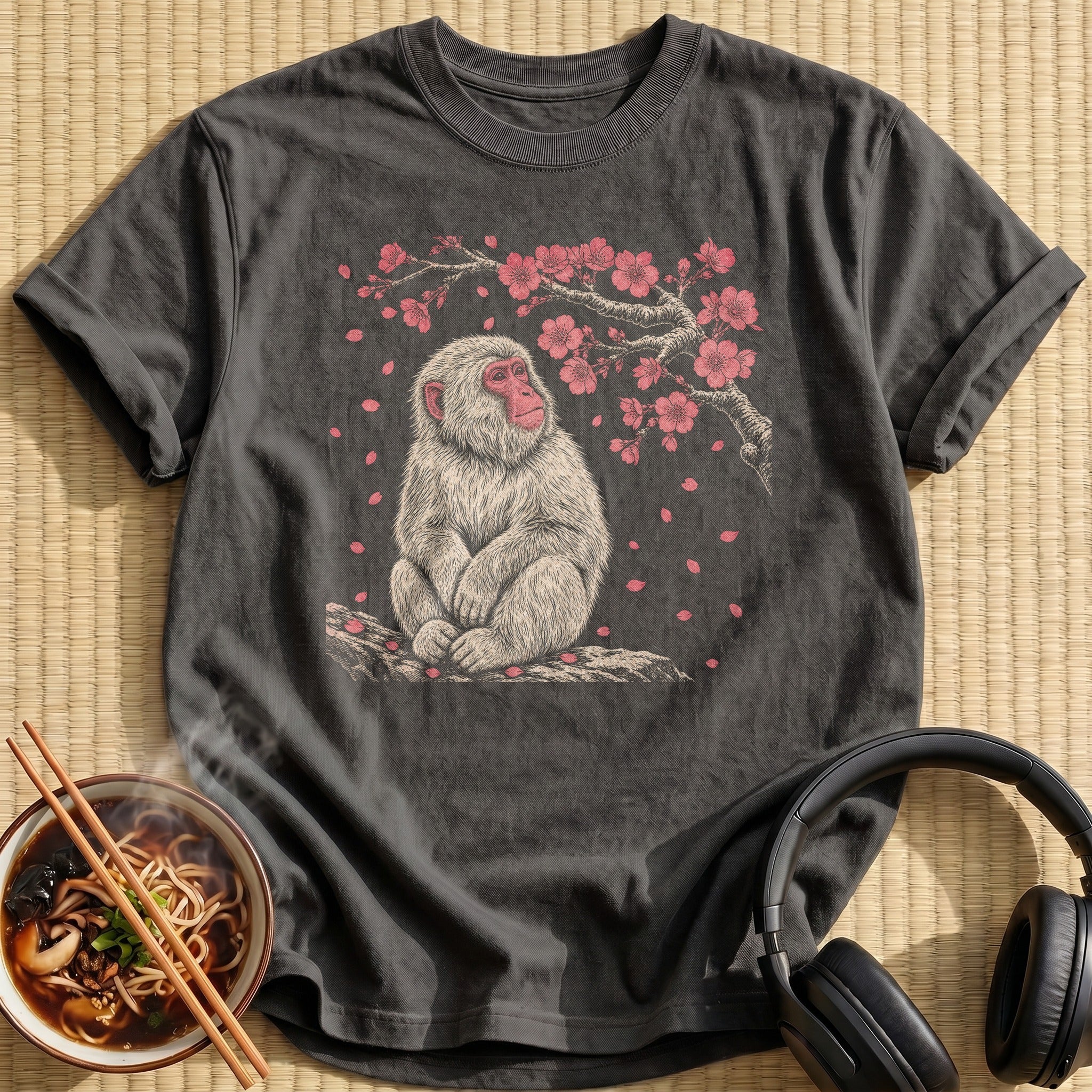 White Snow Monkey Cherry Blossoms