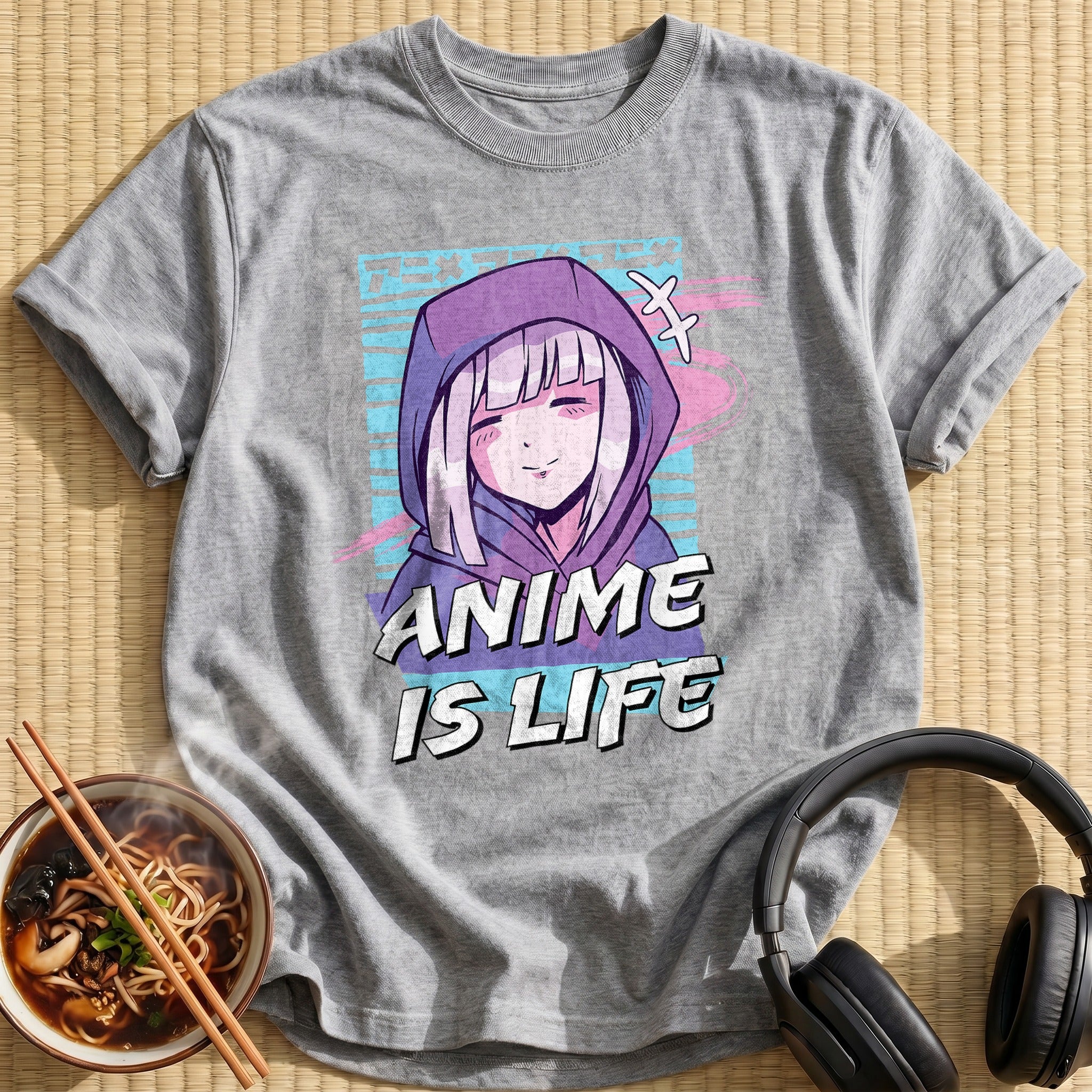 Anime Is Life Hooded Girl - Sport Grey