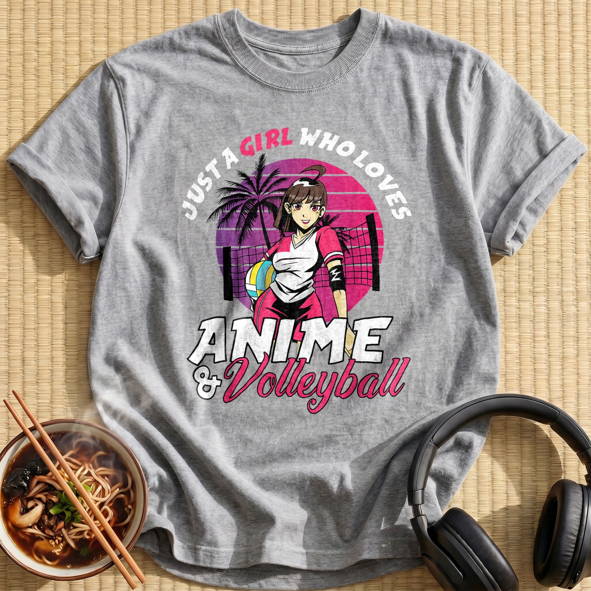 Anime Volleyball Girl Sunset Retro Style - Sport Grey