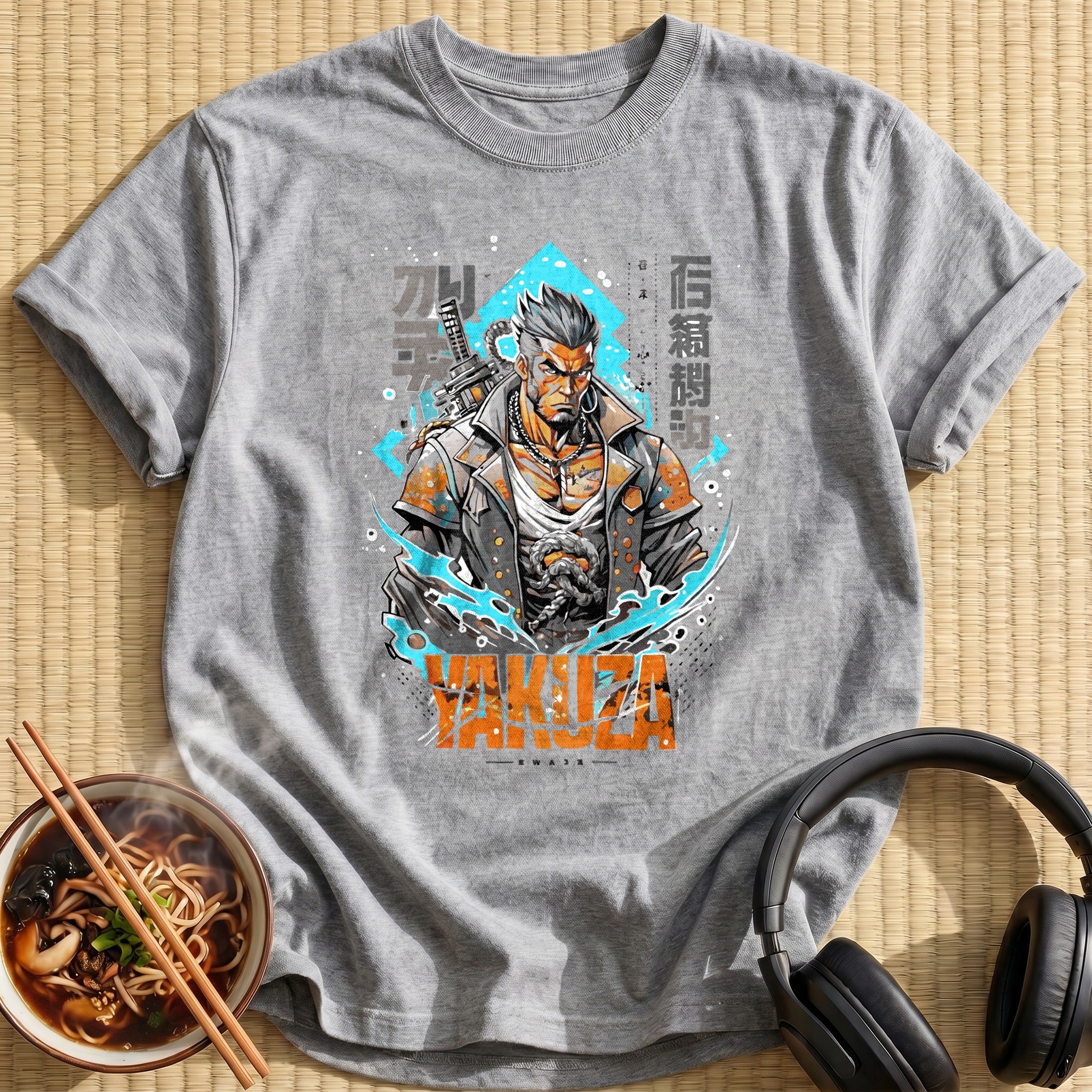 Armed Yakuza Gangster Warrior Portrait - Sport Grey