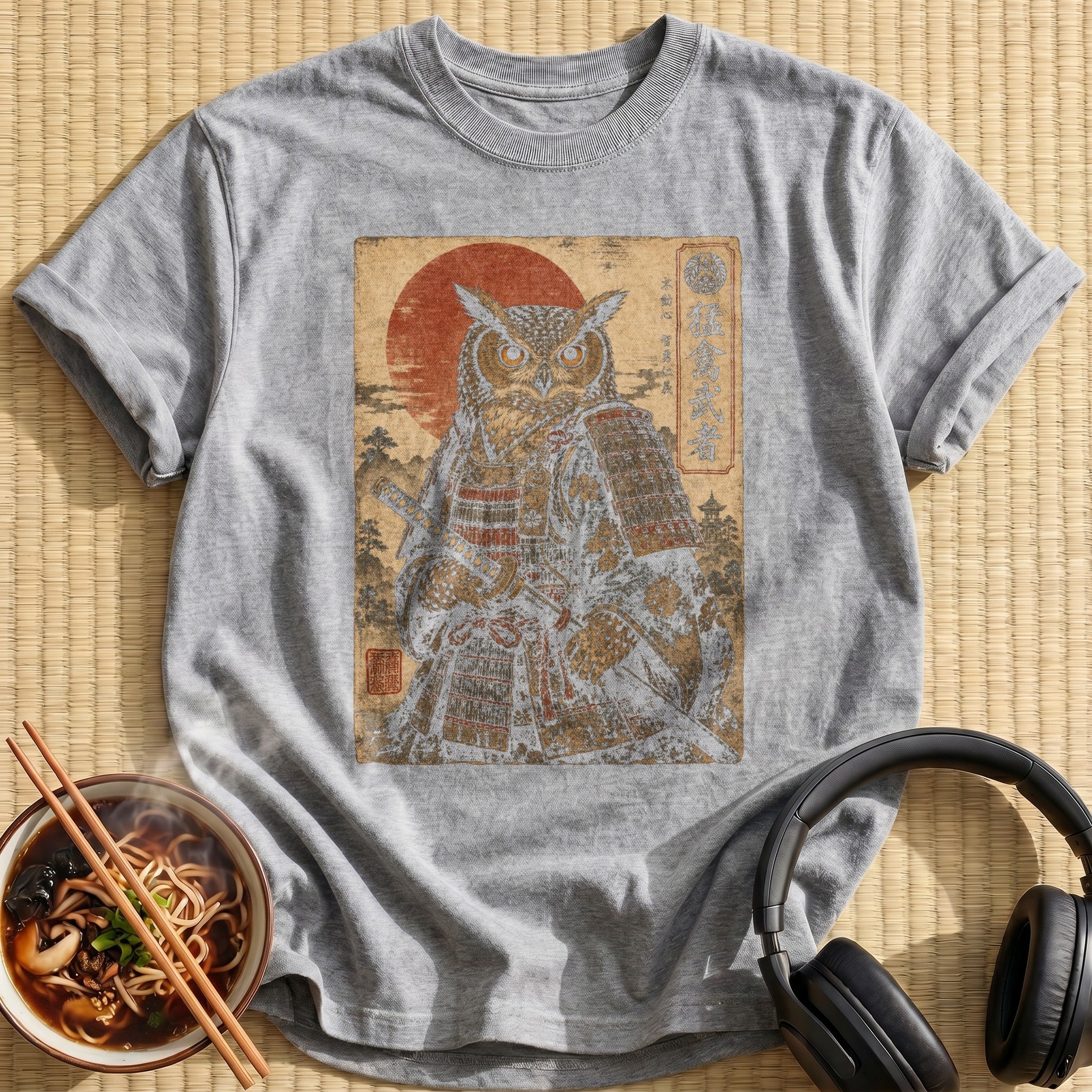Armored Owl Warrior Japanese Woodblock
