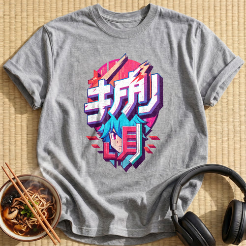 Blue Haired Anime Boy Typography - Sport Grey