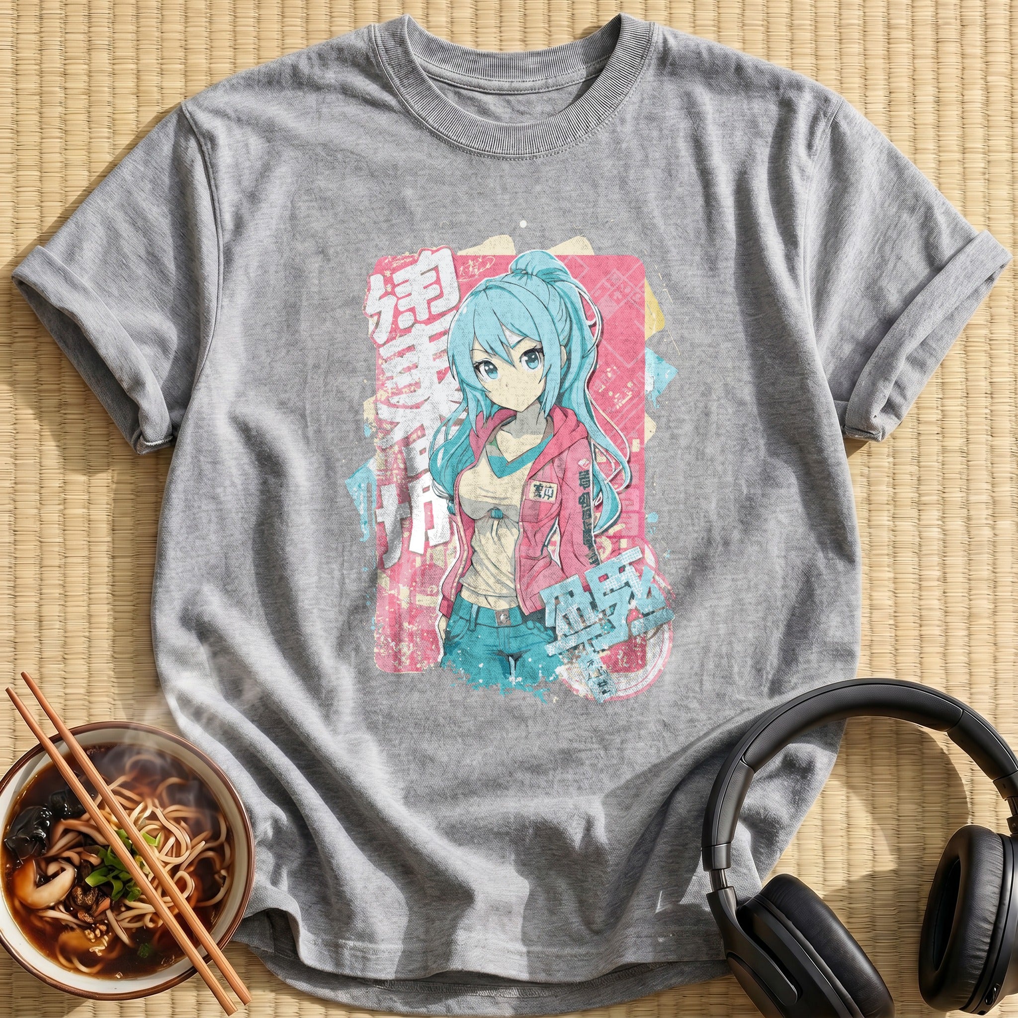 Blue Haired Girl Pink Jacket - Sport Grey