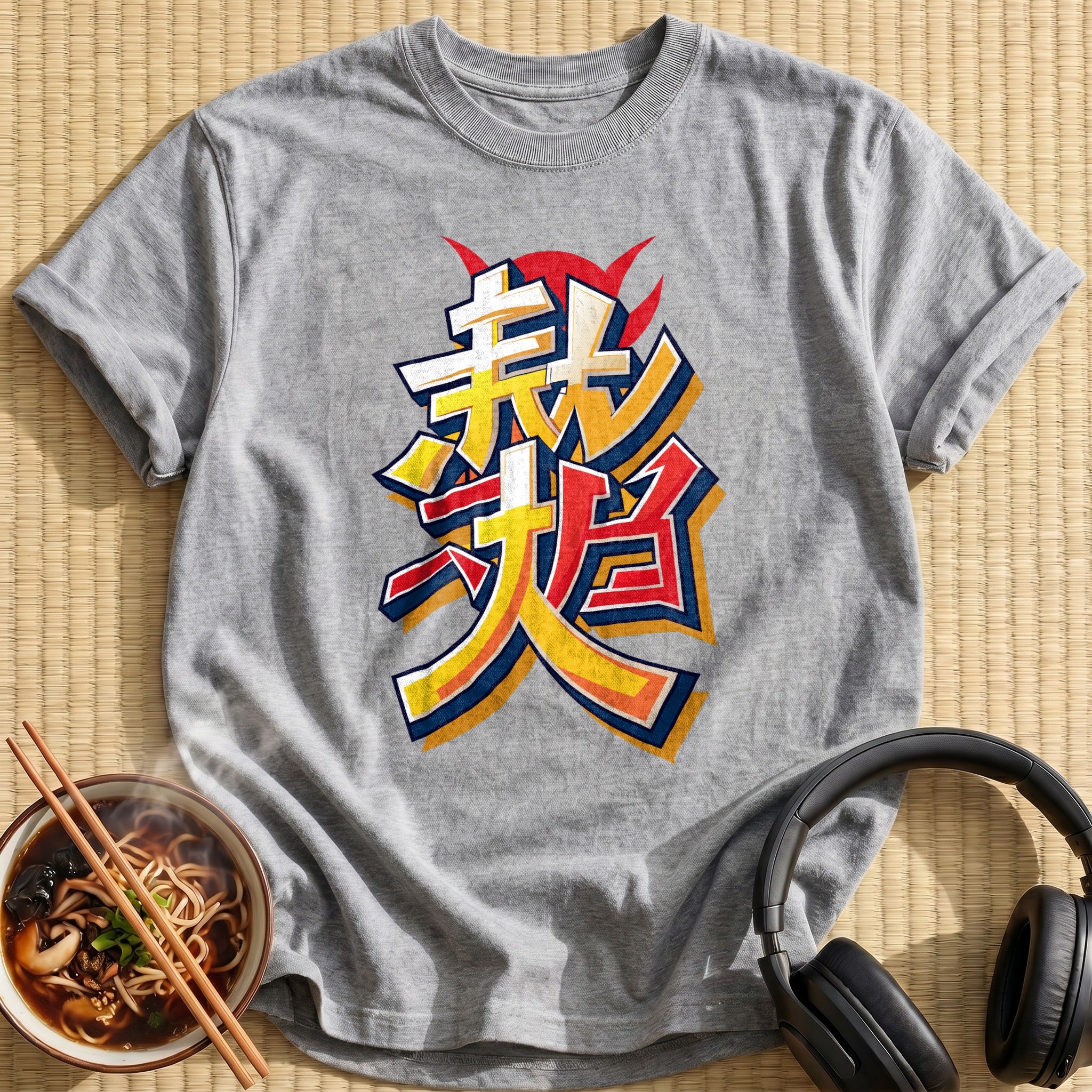 Bold Japanese Kanji Graffiti Lettering - Sport Grey
