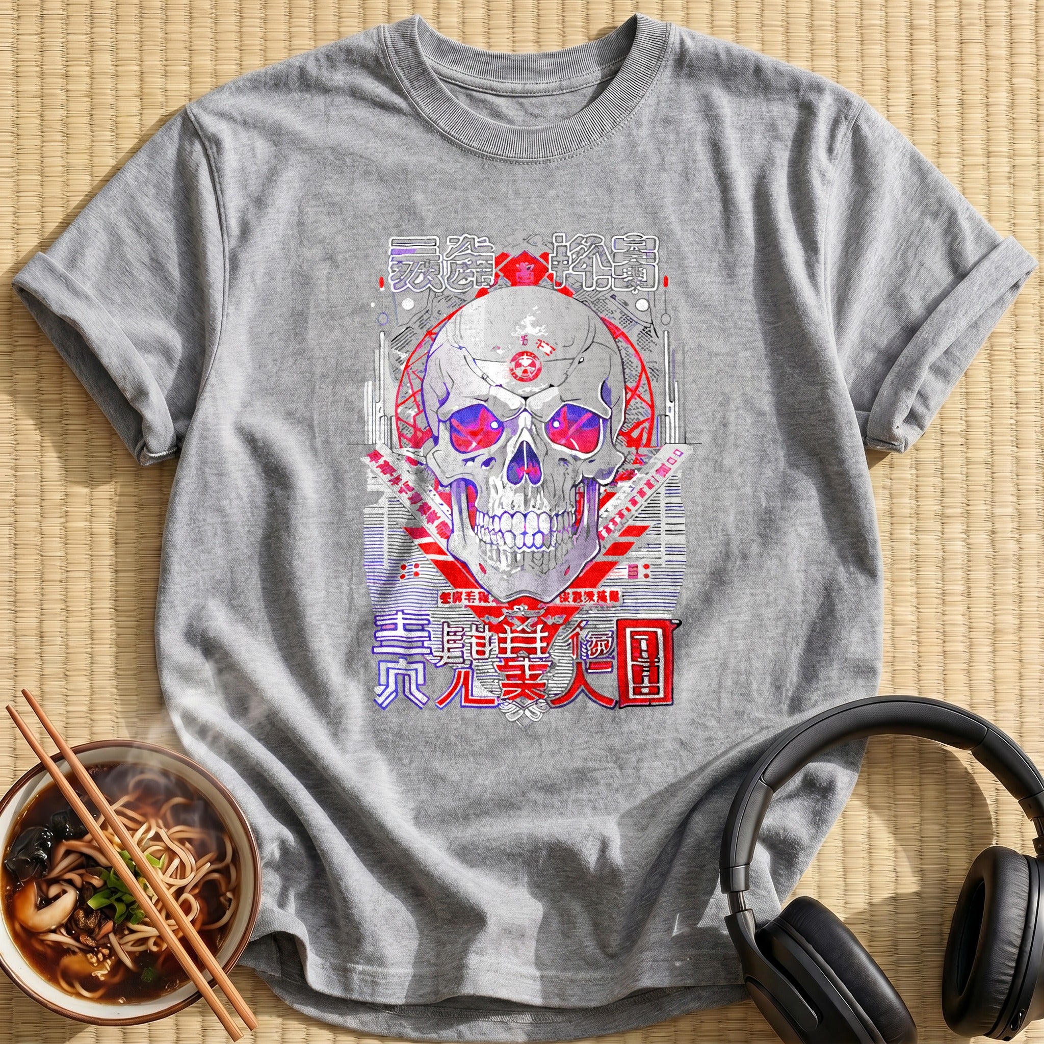 Cyber Pentagram Skull Red Eyes - Sport Grey