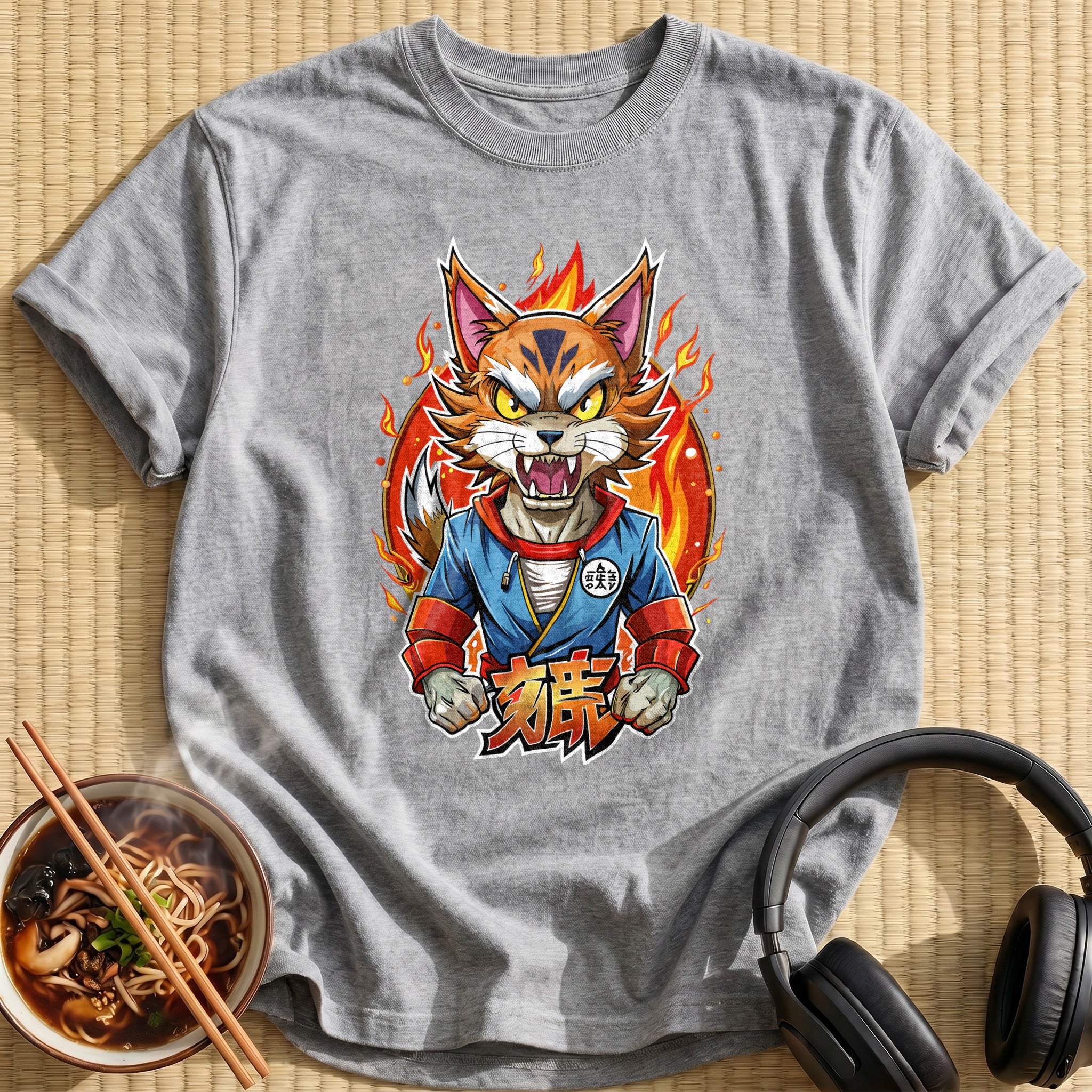 Fierce Fiery Tiger Fighter Mascot - Sport Grey