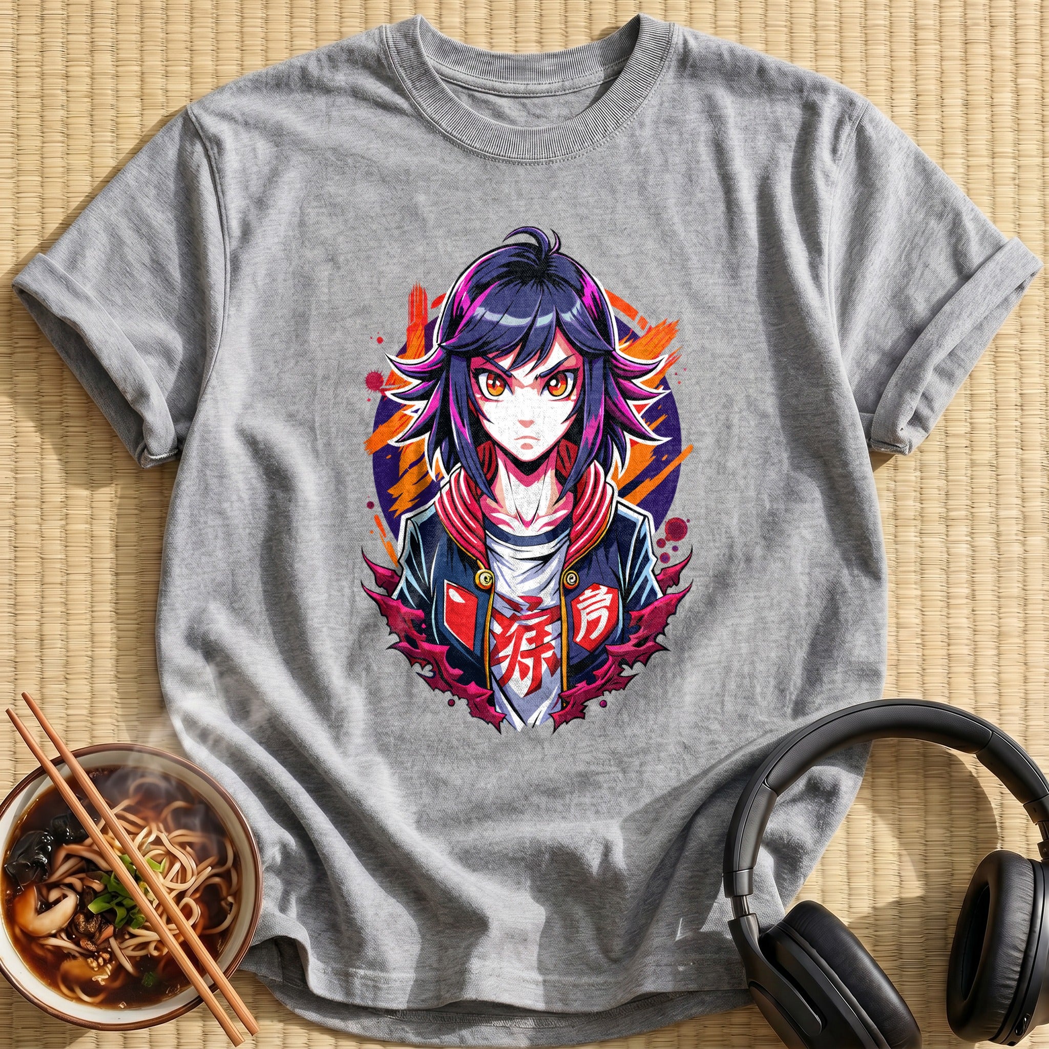 Fierce Glaring Anime Girl Jacket - Sport Grey
