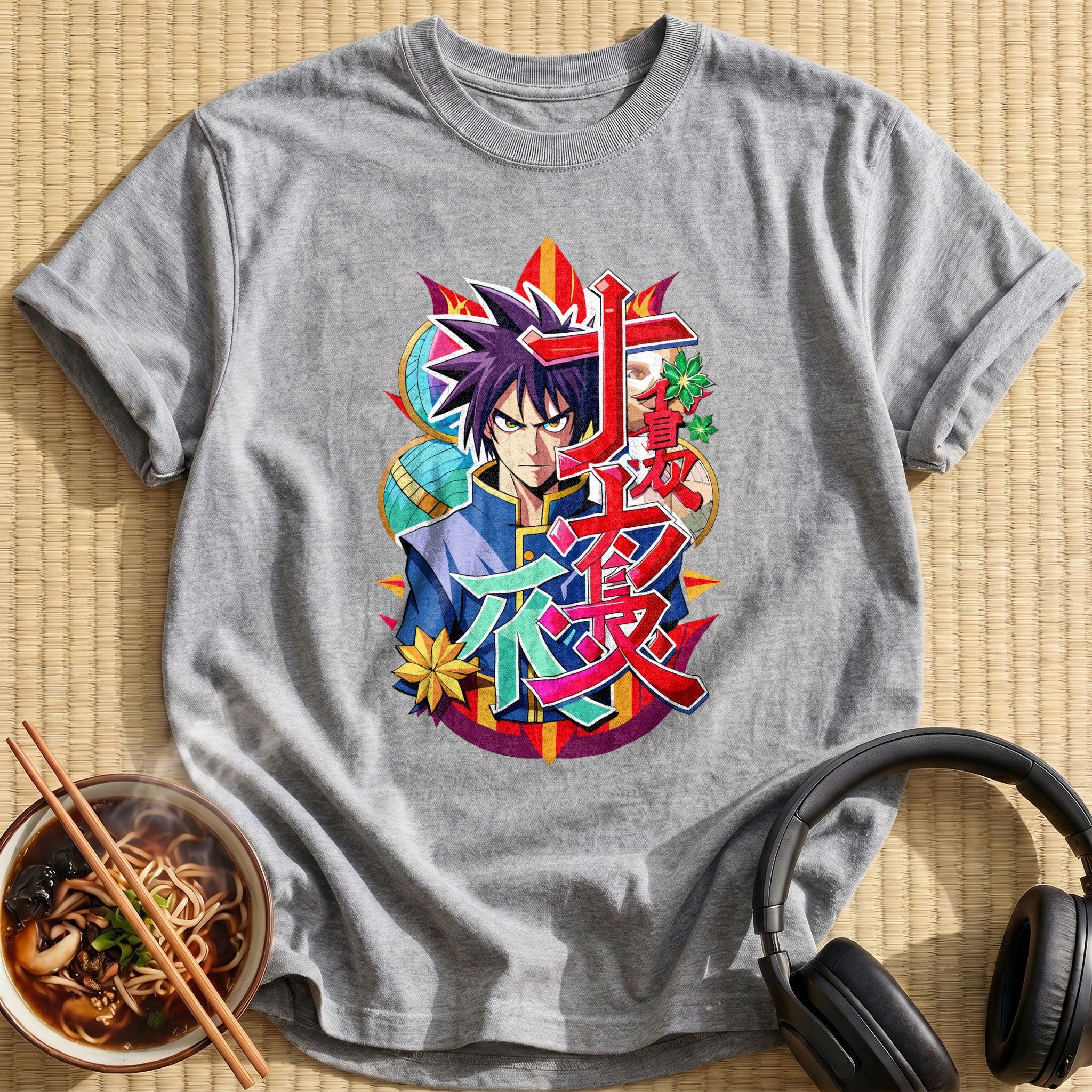 Fierce Spiky Haired Anime Hero - Sport Grey