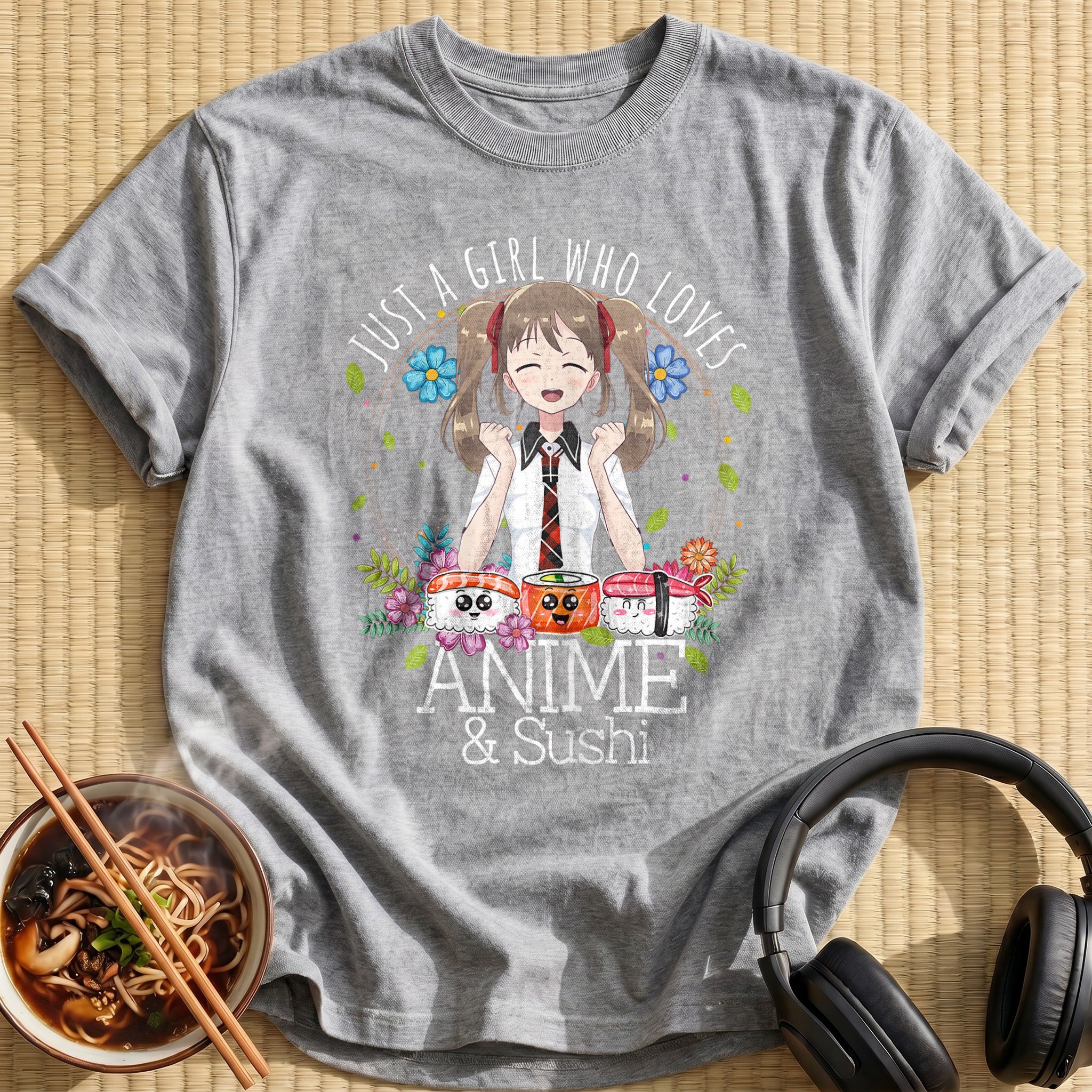 Girl Loves Anime And Sushi - Sport Grey