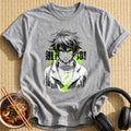 Green Eyed Anime Boy Monochrome Portrait - Sport Grey