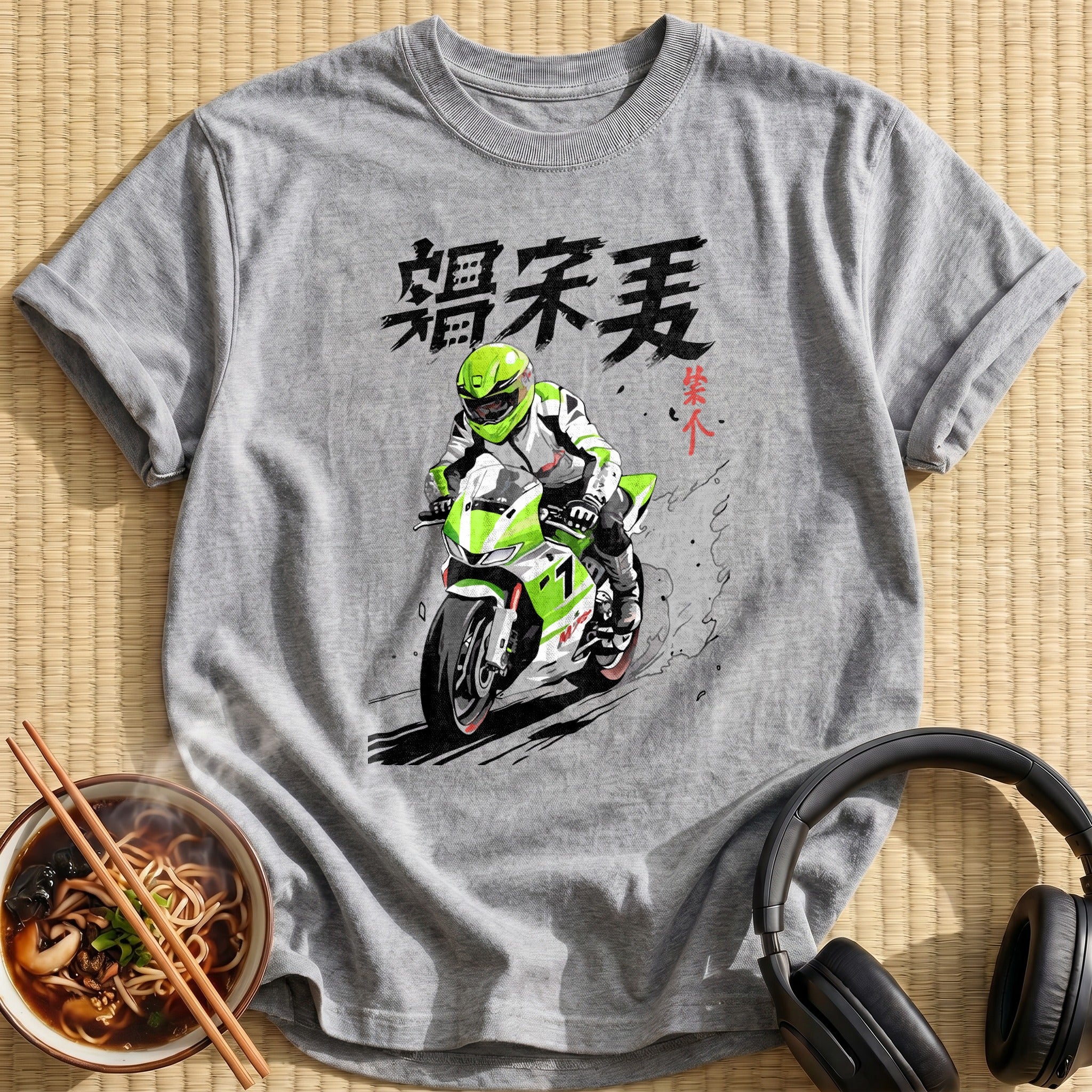Green Sportbike Rider Motorcycle Racer - Sport Grey
