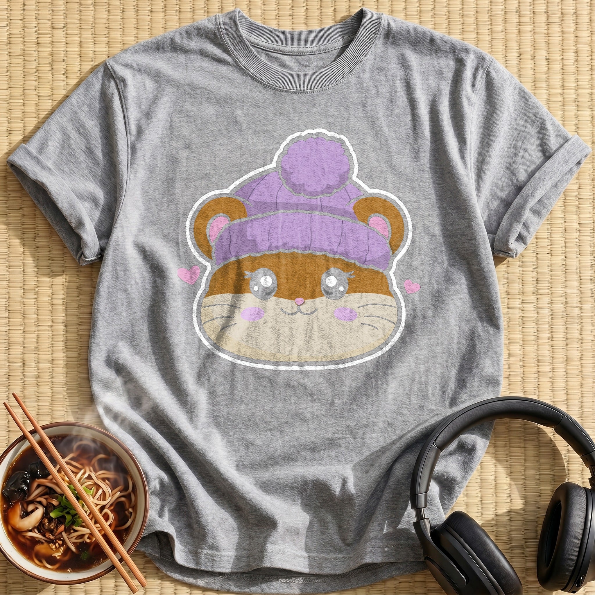 Hamster Lavender Pom Beanie