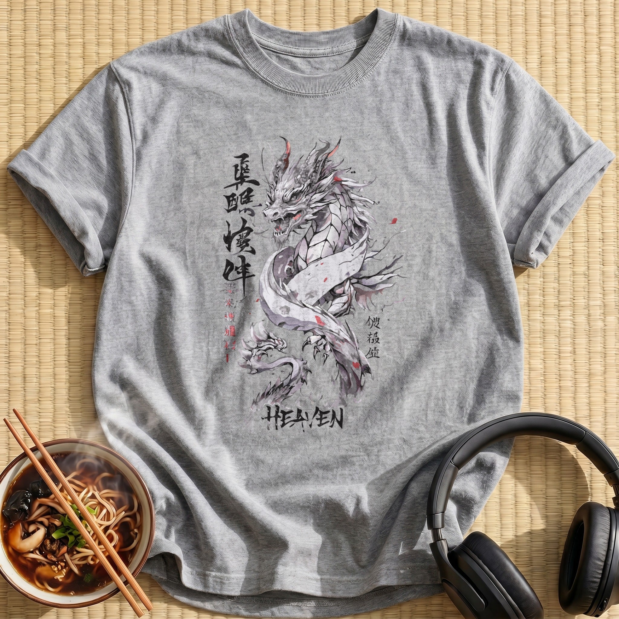 Heaven Silver Dragon Ink Wash Art - Sport Grey