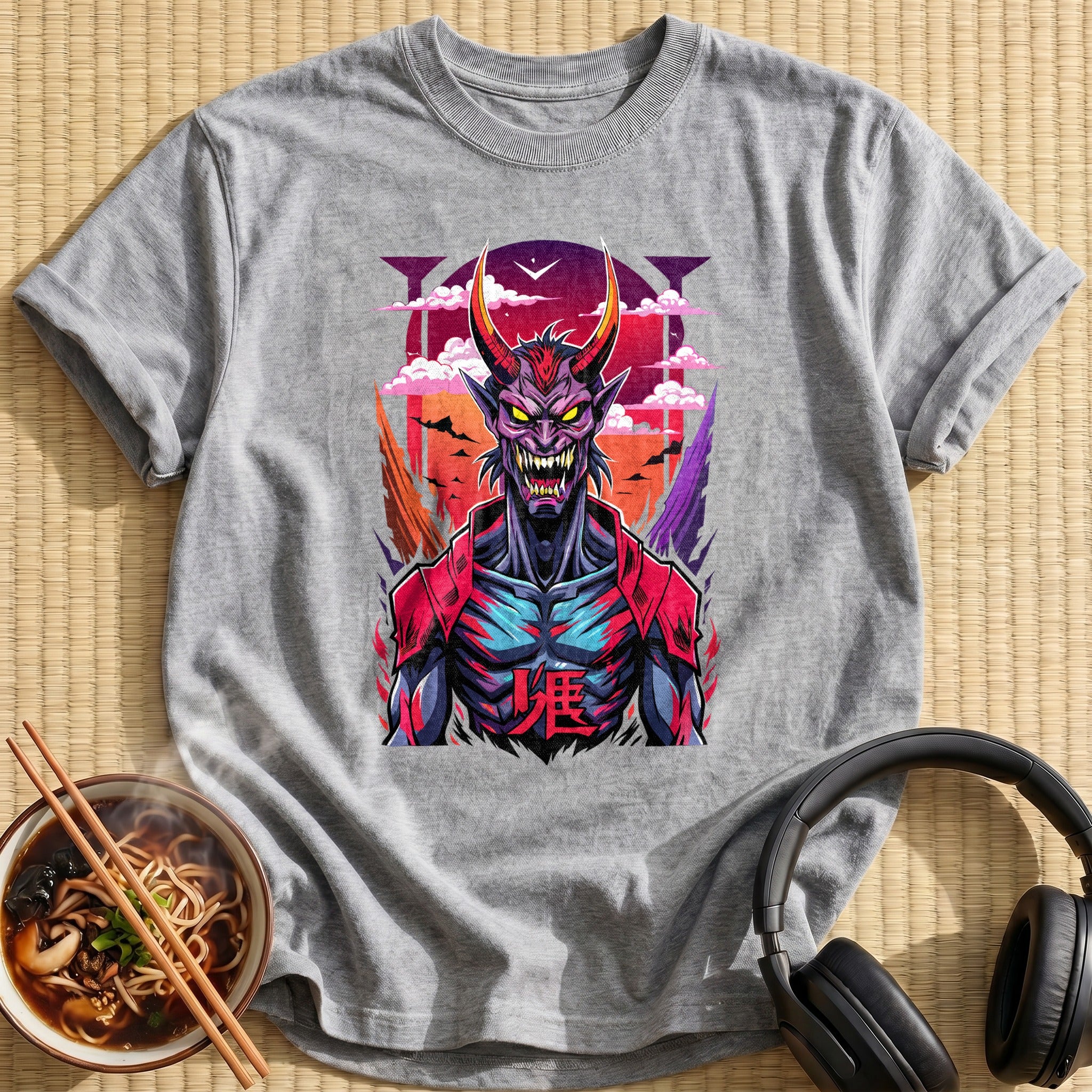 Horned Red Demon Sunset Portrait - Sport Grey