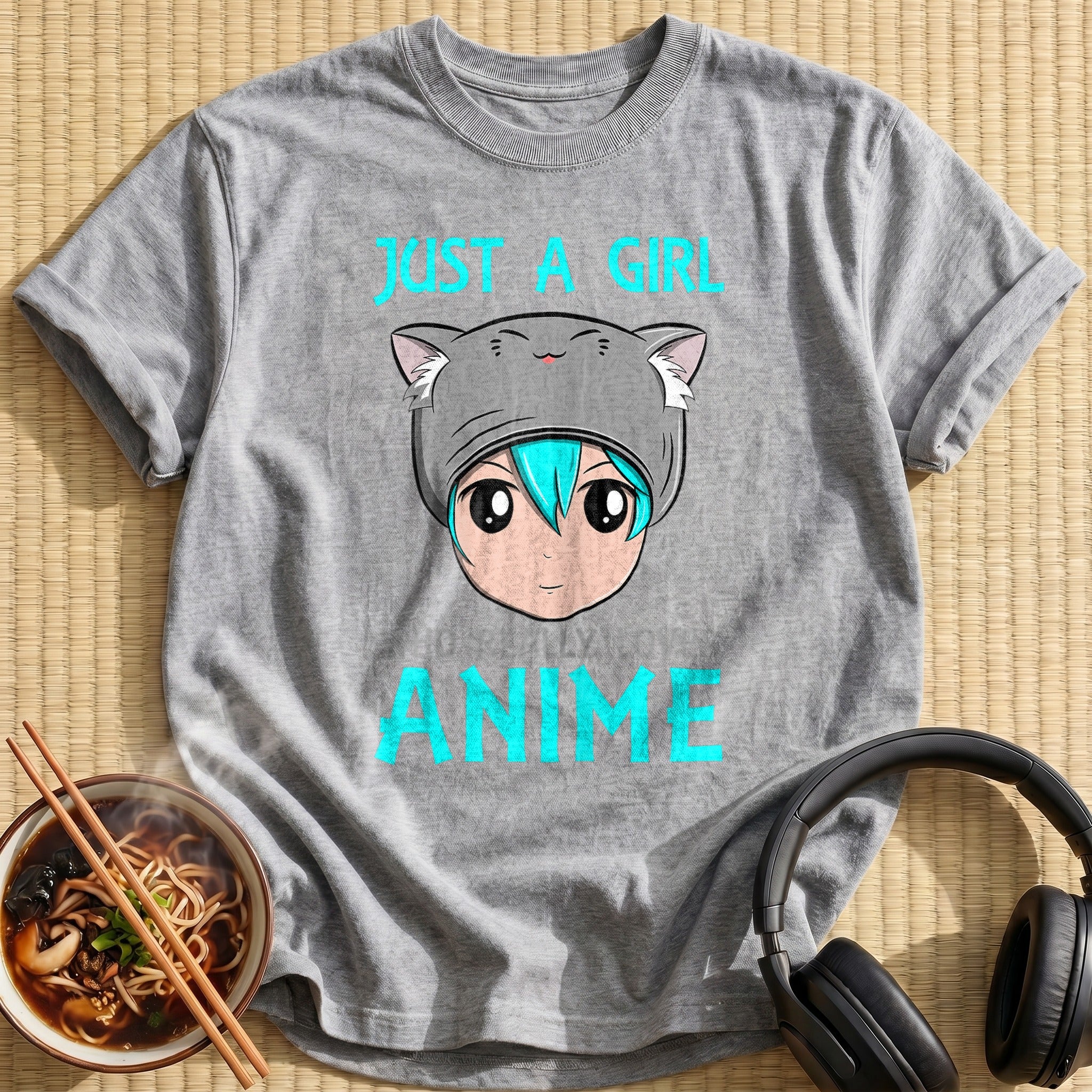 Just A Girl Loves Anime Kitty - Sport Grey
