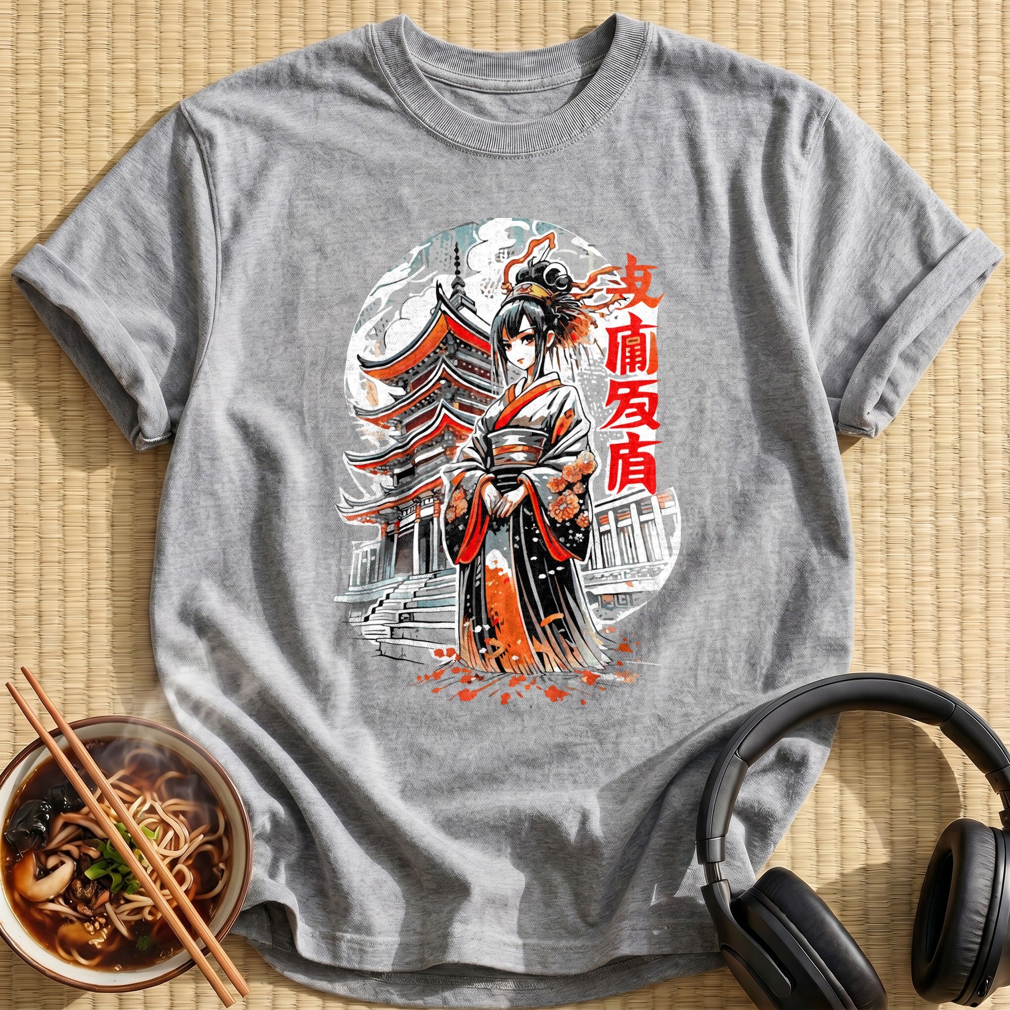 Kimono Maiden At Pagoda Temple - Sport Grey