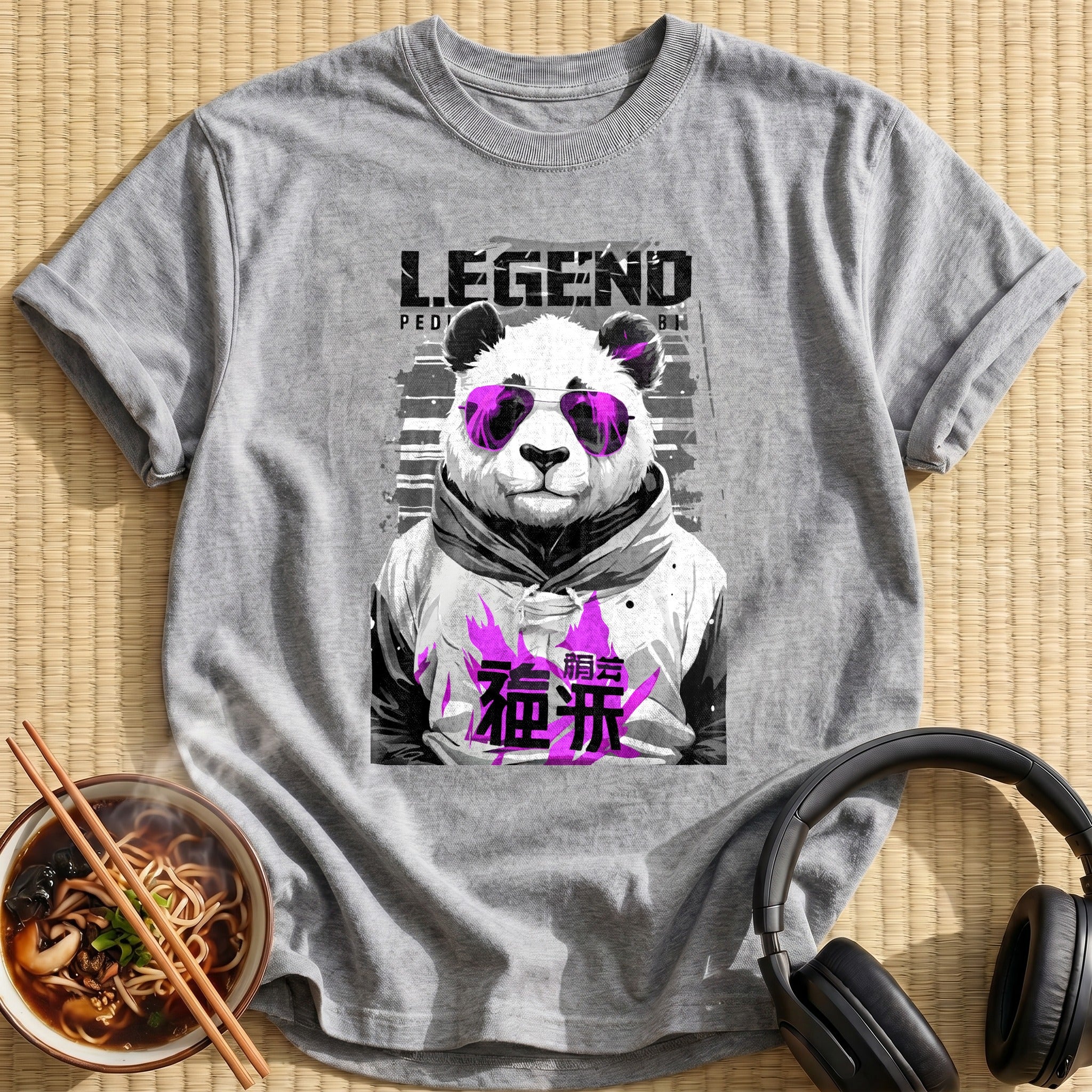 Legend Panda Wearing Purple Sunglasses - Sport Grey