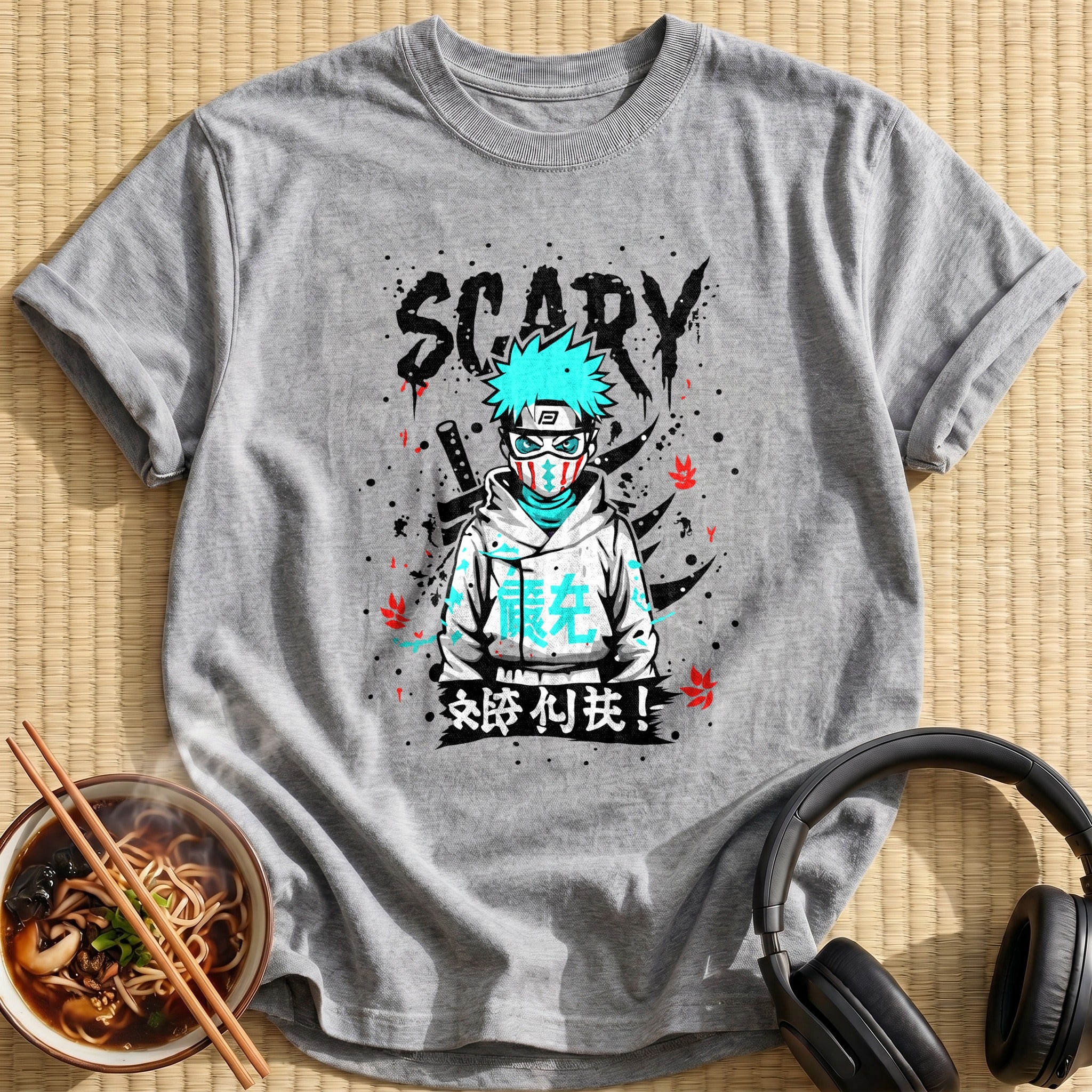 Masked Ninja Boy Scary Graffiti - Sport Grey