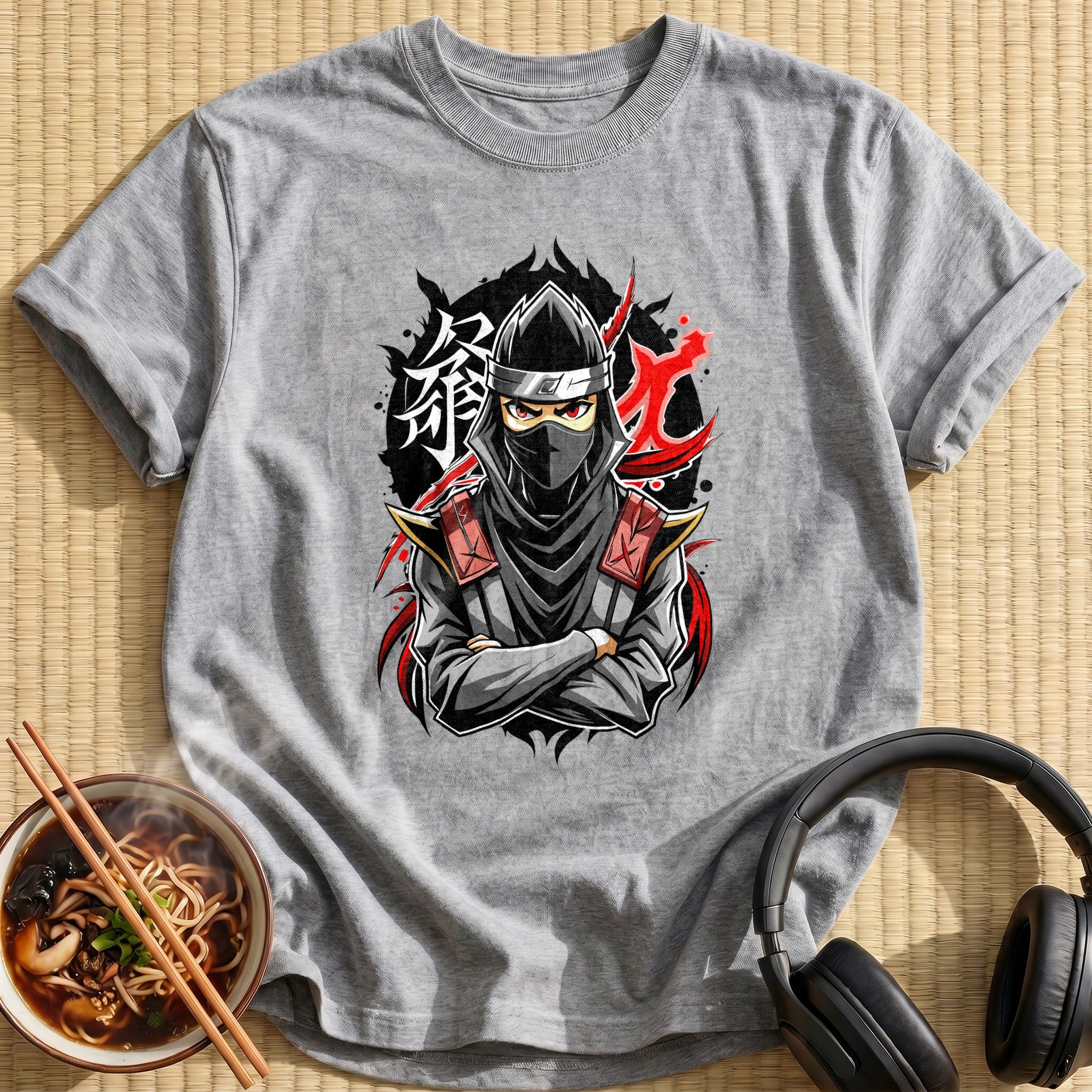 Masked Ninja Warrior Crossed Arms - Sport Grey