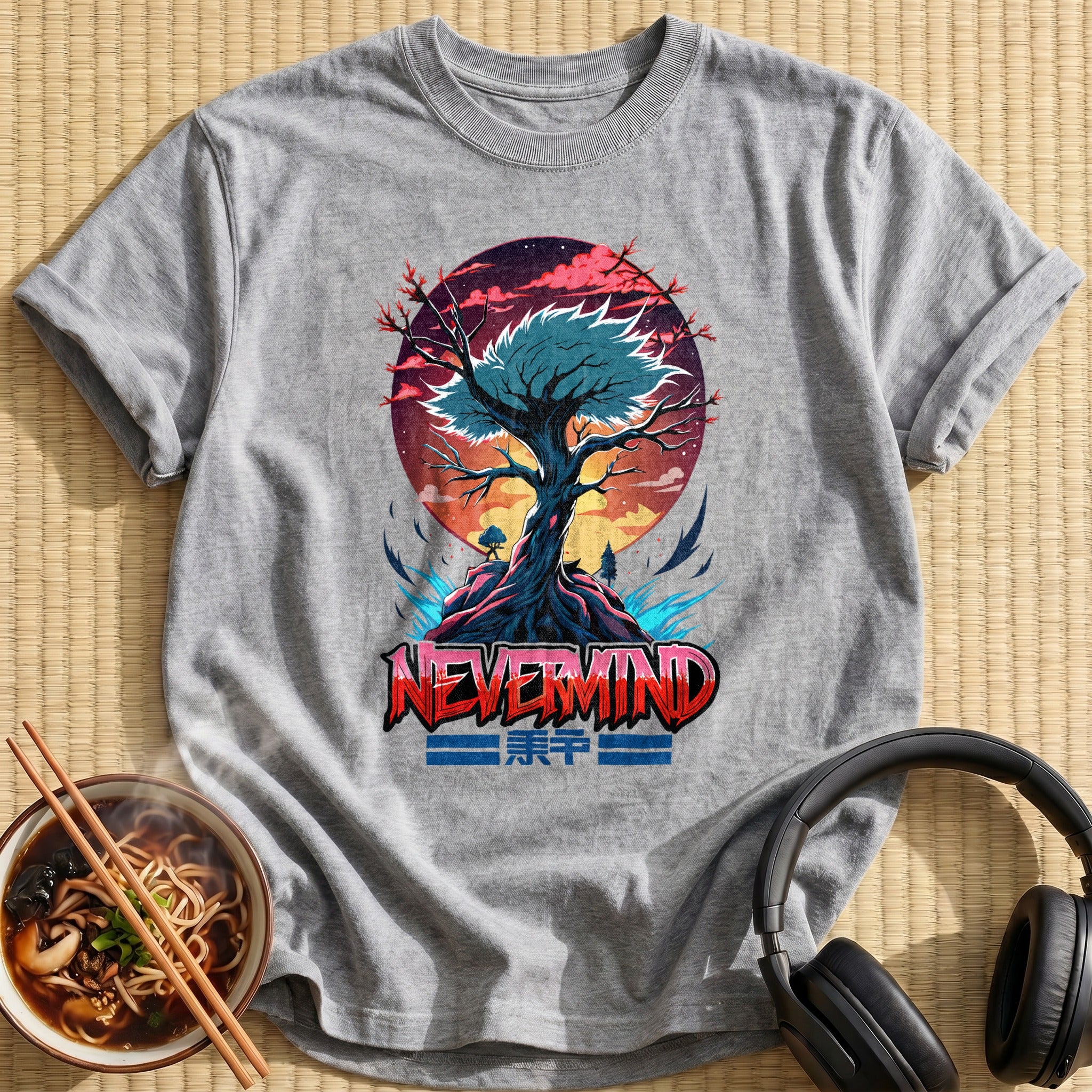 Nevermind Sunset Tree Mountain Scene - Sport Grey