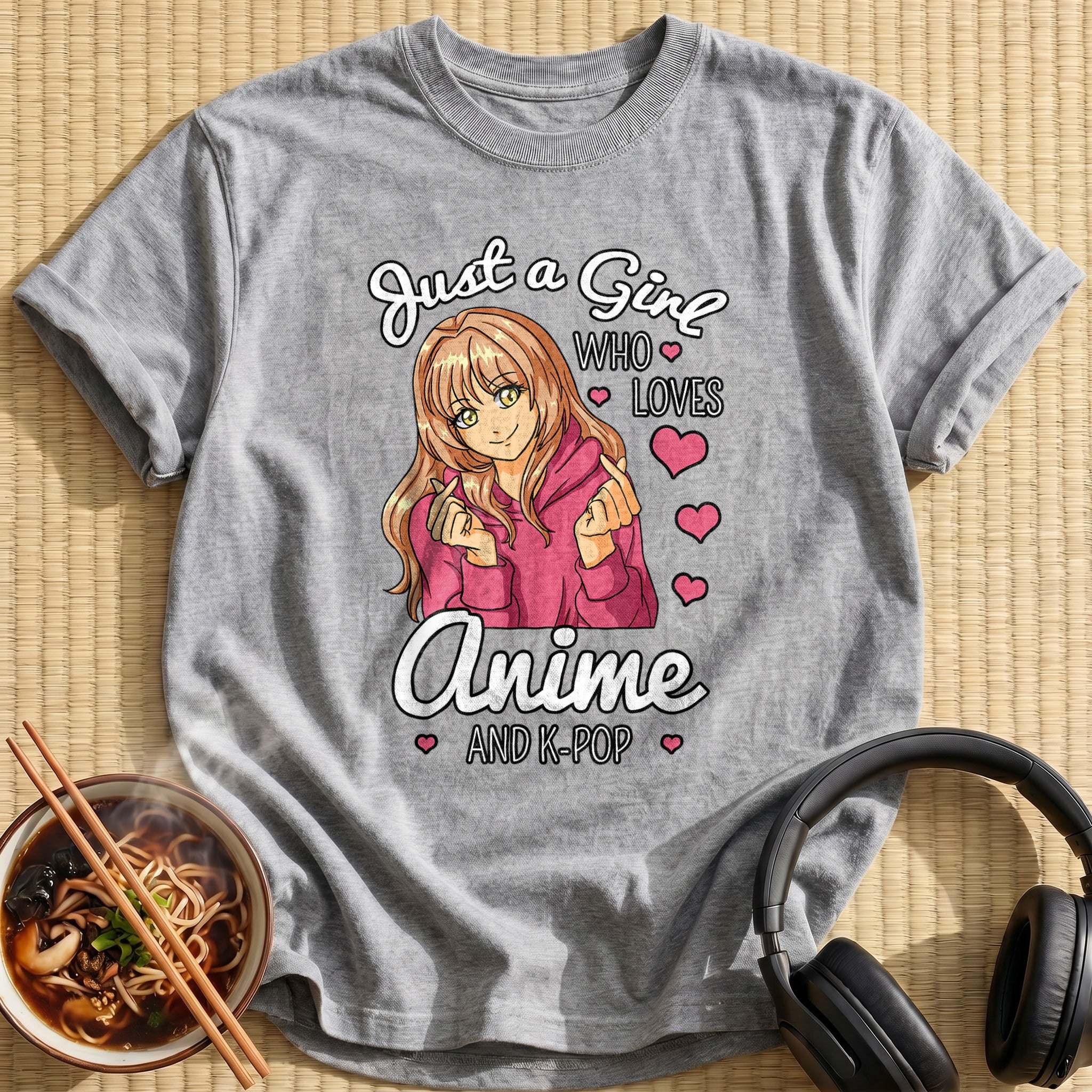 Pink Hoodie Girl Kpop Finger Hearts - Sport Grey