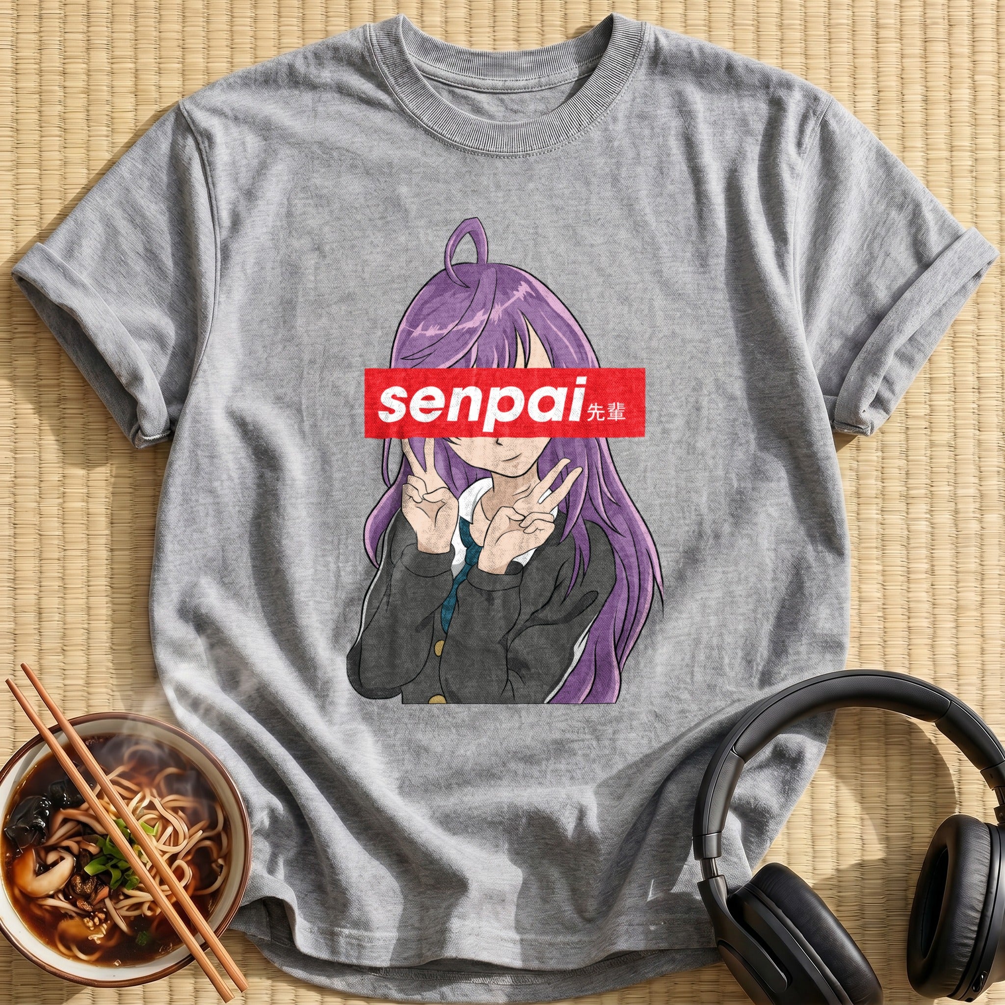 Purple Haired Senpai Peace Sign Girl - Sport Grey