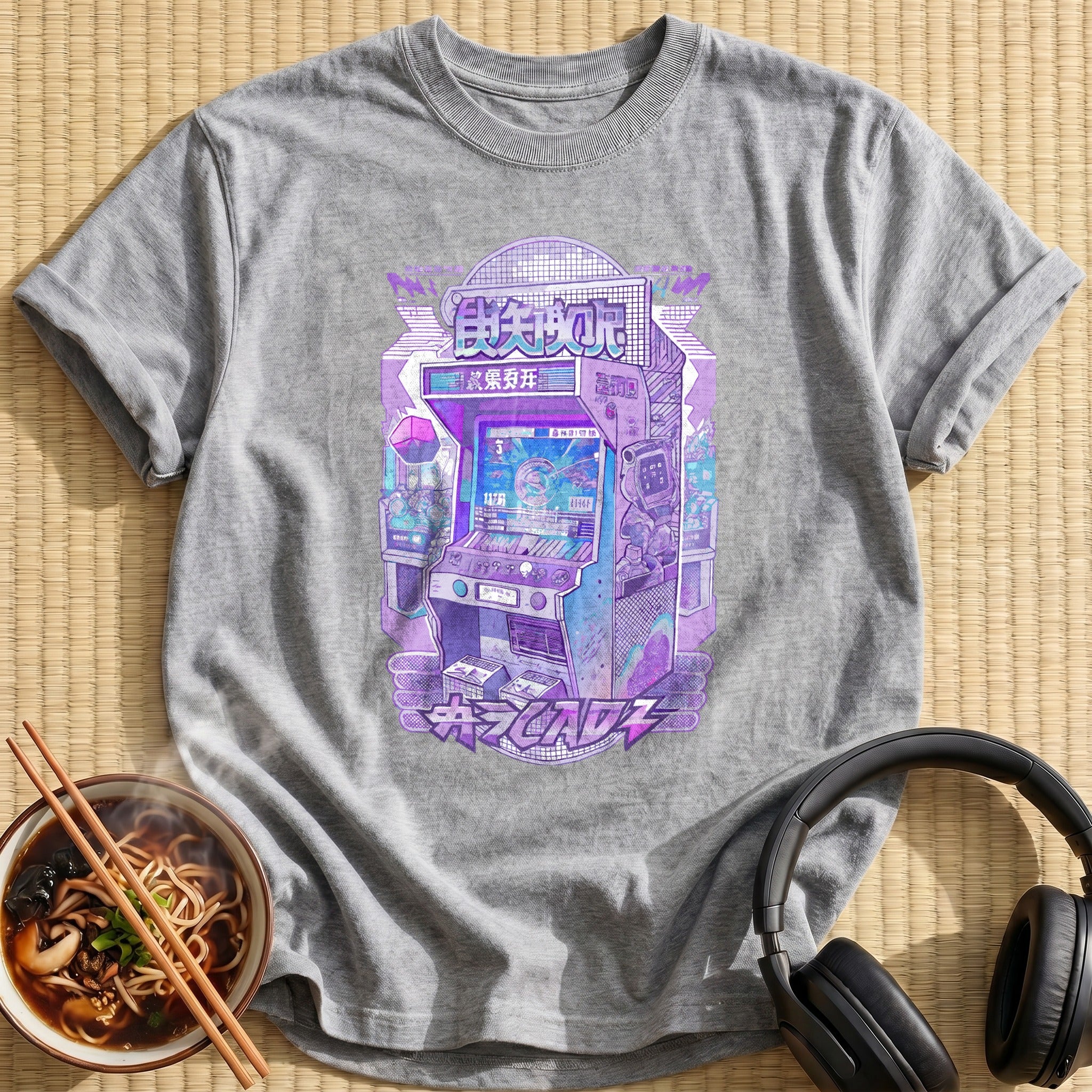 Purple Vaporwave Tokyo Arcade Machine - Sport Grey