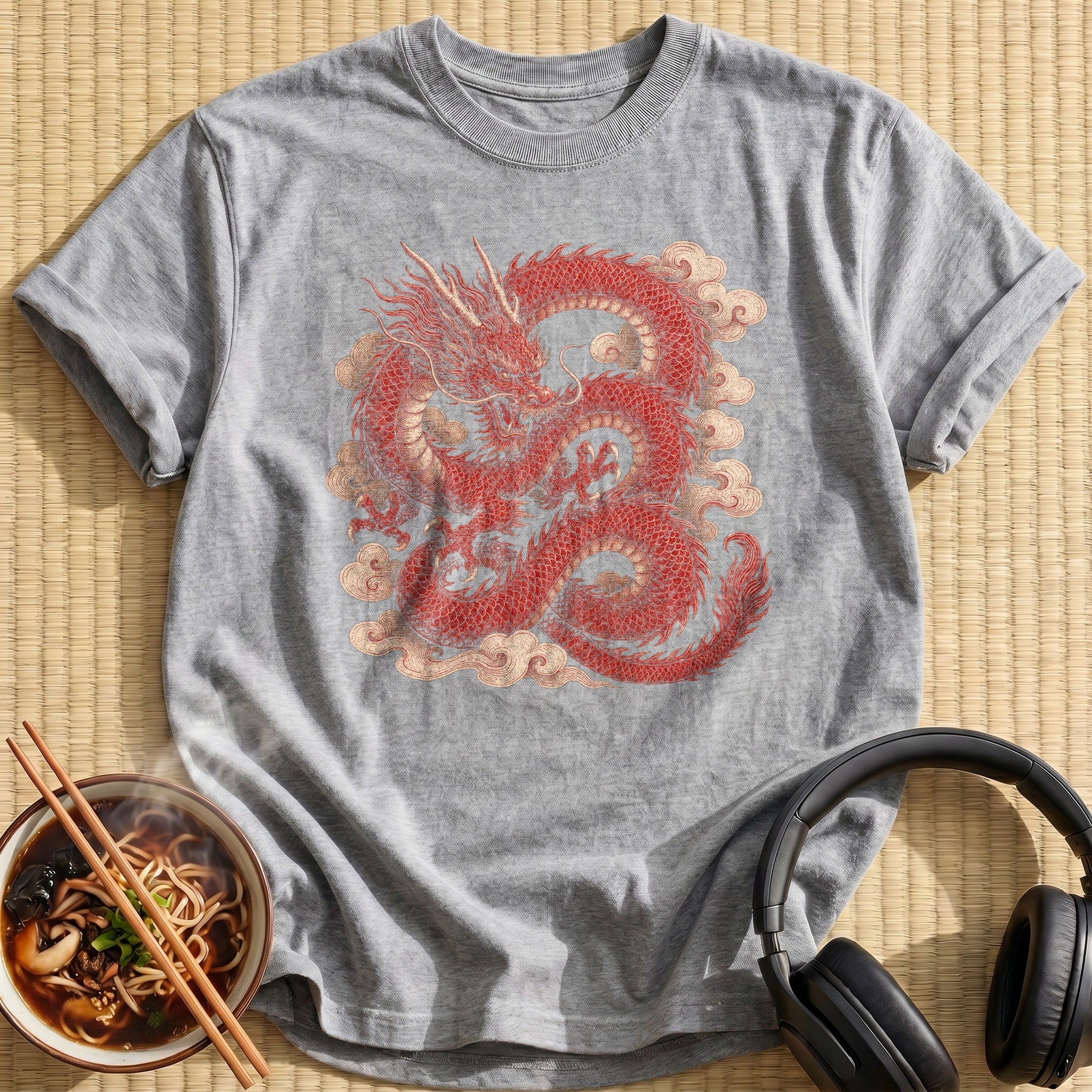 Red Chinese Dragon Cloud Swirls