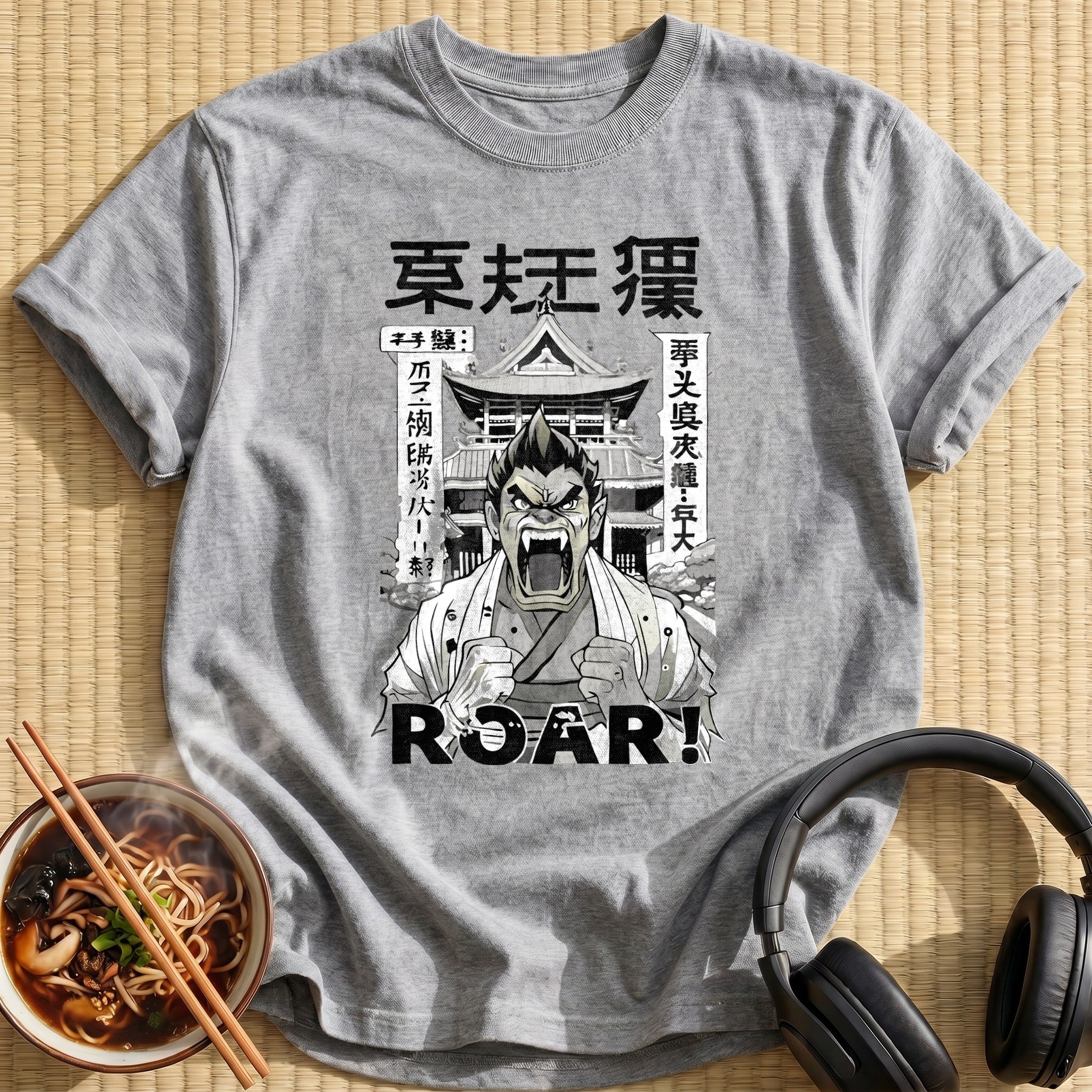Roaring Samurai Warrior Temple Manga - Sport Grey