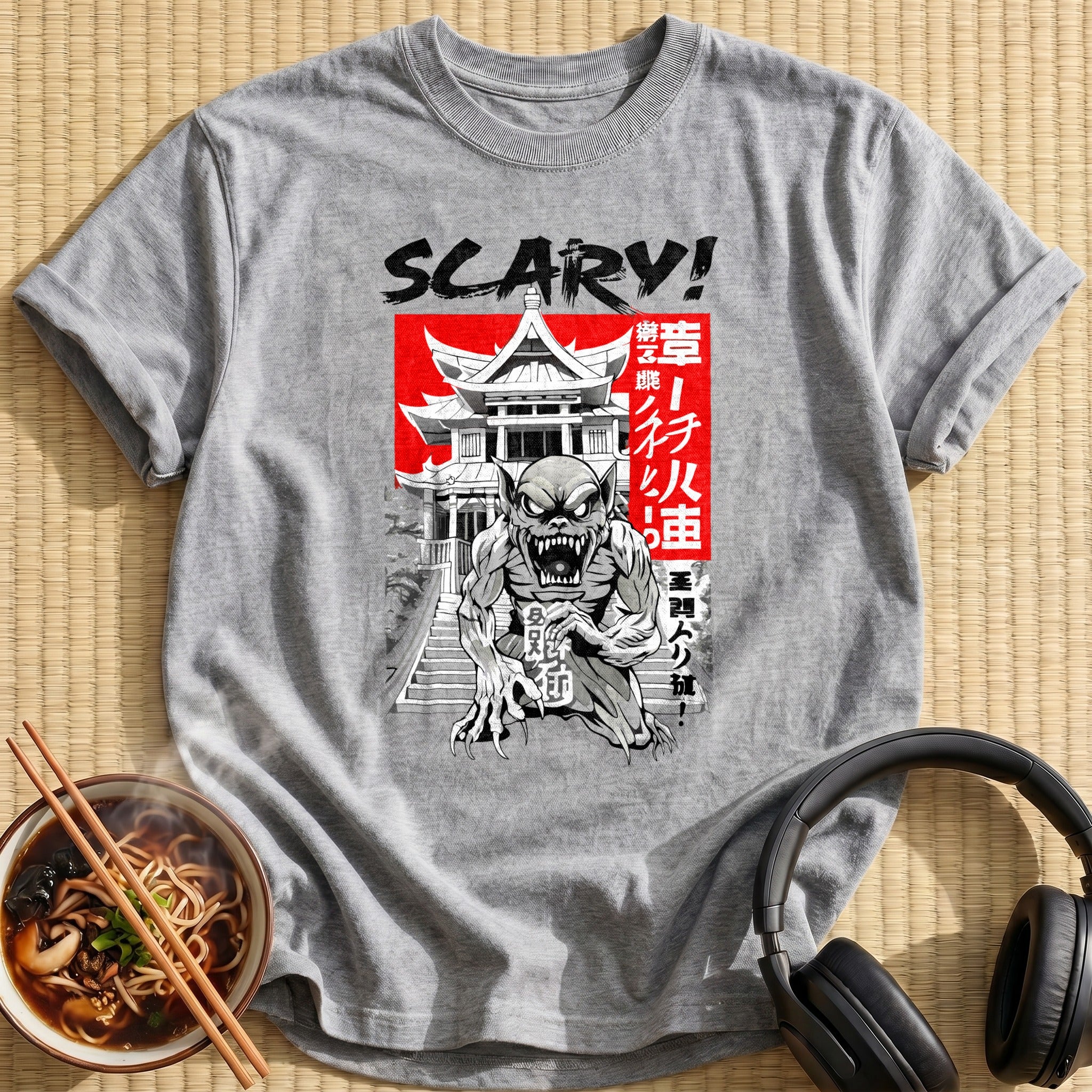 Scary Snarling Goblin Temple Scene - Sport Grey