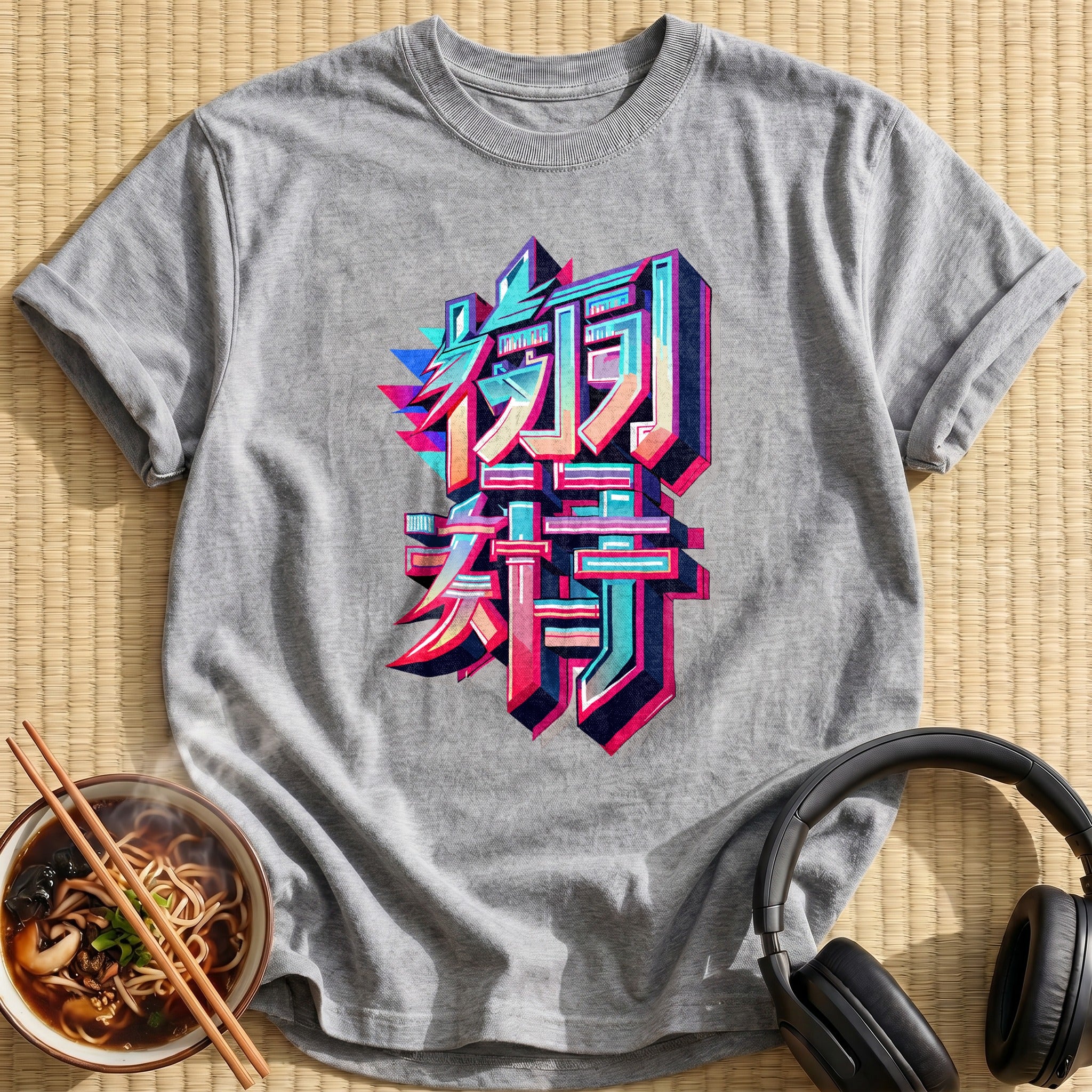 Sharp Neon Chrome Japanese Lettering - Sport Grey