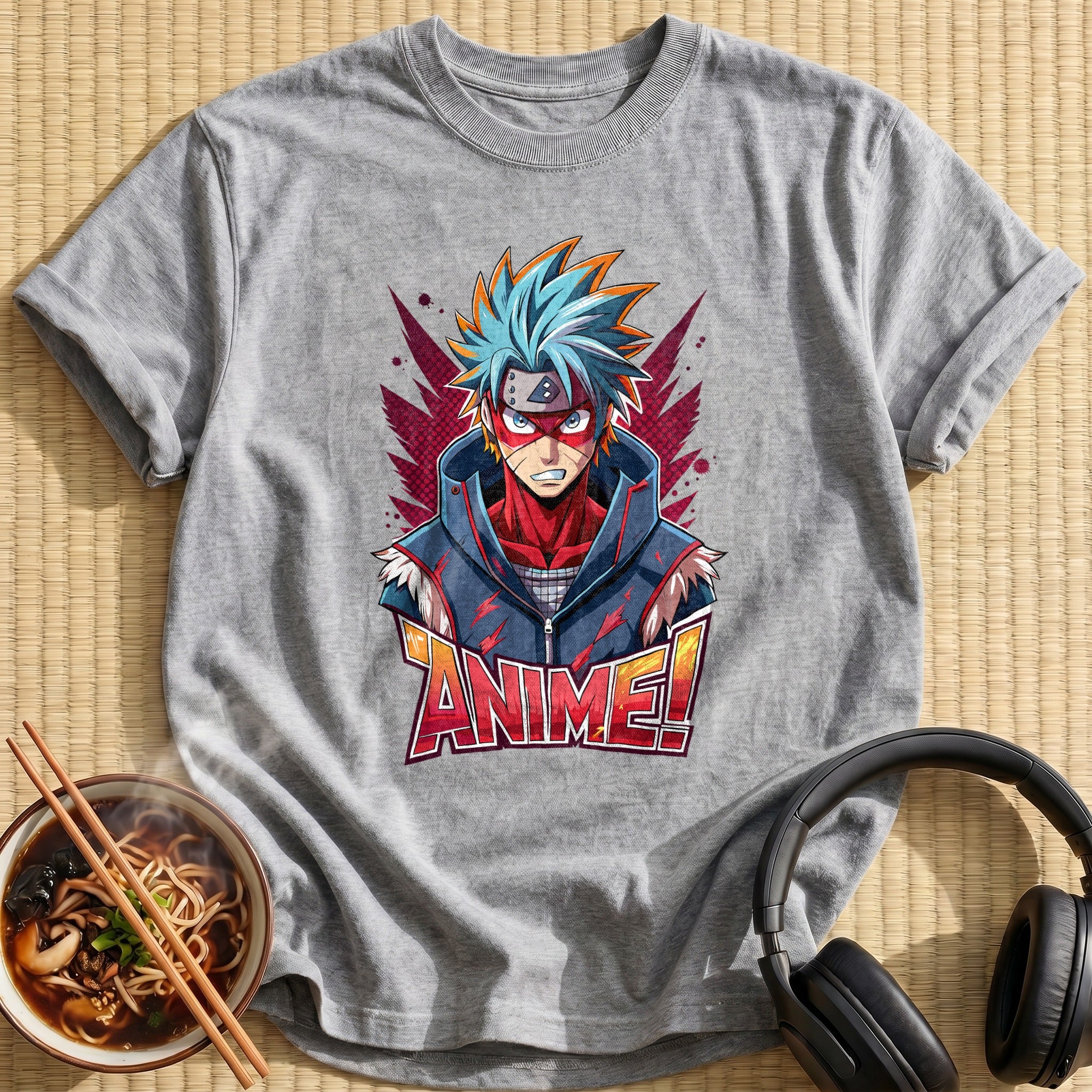 Spiky Blue Haired Anime Hero - Sport Grey