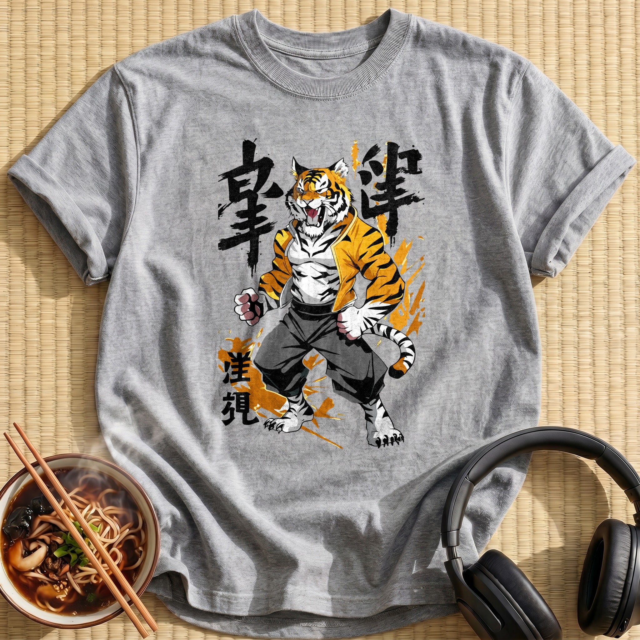 Strong Muscular Tiger Fighter Stance - Sport Grey