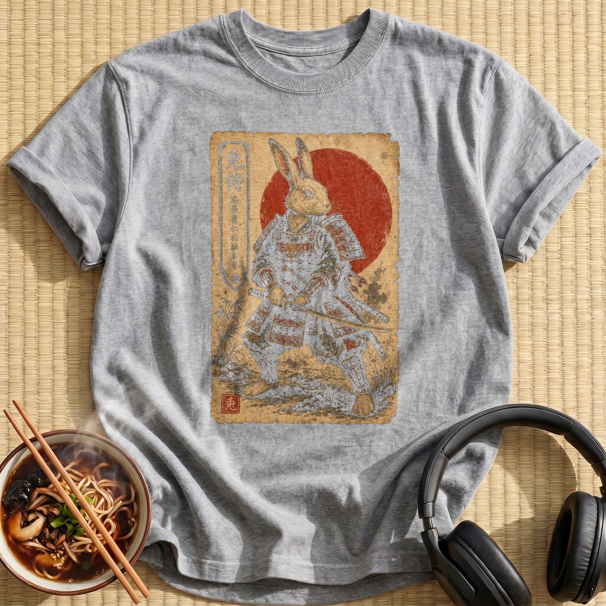 Vintage Samurai Rabbit Red Sun