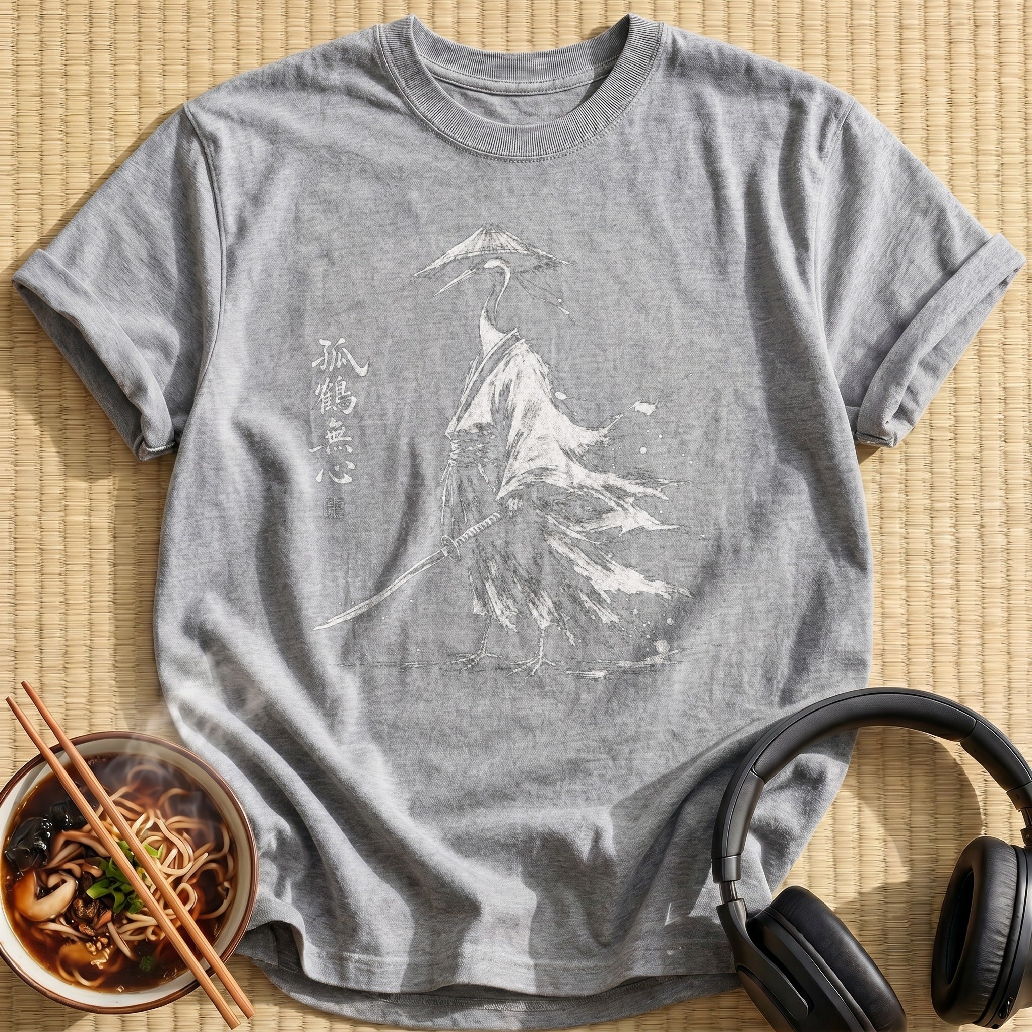White Ink Crane Ronin Swordsman