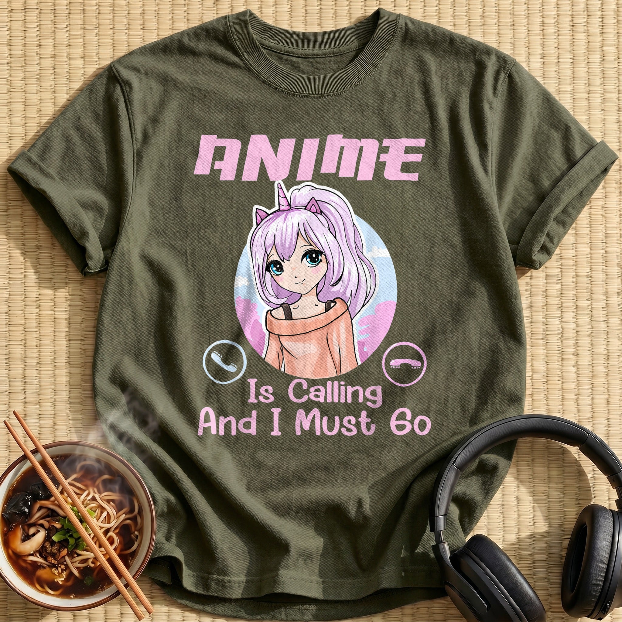 Anime Is Calling Unicorn Girl - Military Green